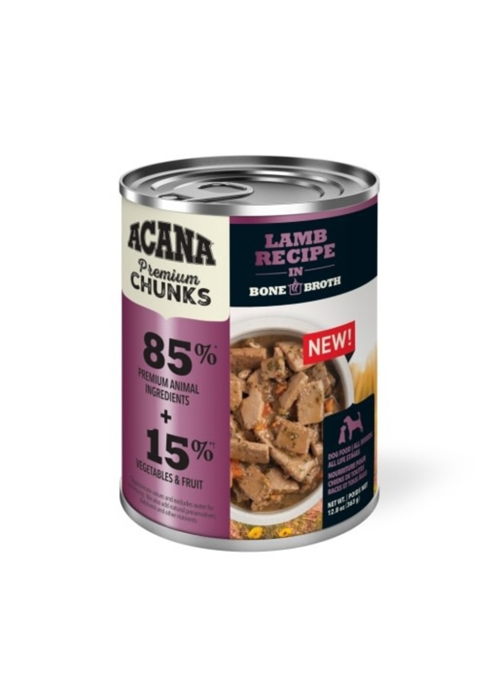 ACANA ACANA Premium Chunks Grain Free Lamb Recipe in Bone Broth Wet Dog Food - 12.8 Oz, Case of 12