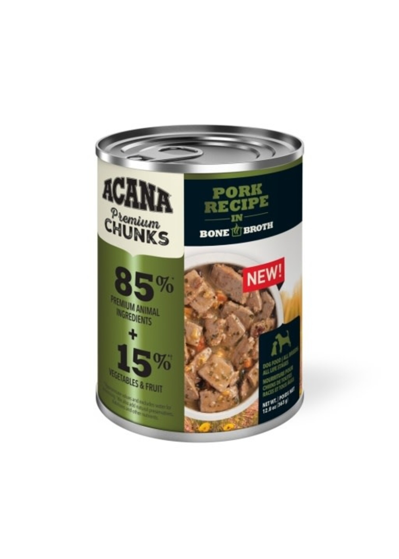 ACANA ACANA Premium Chunks Grain Free Pork Recipe in Bone Broth Wet Dog Food - 12.8 Oz, Case of 12