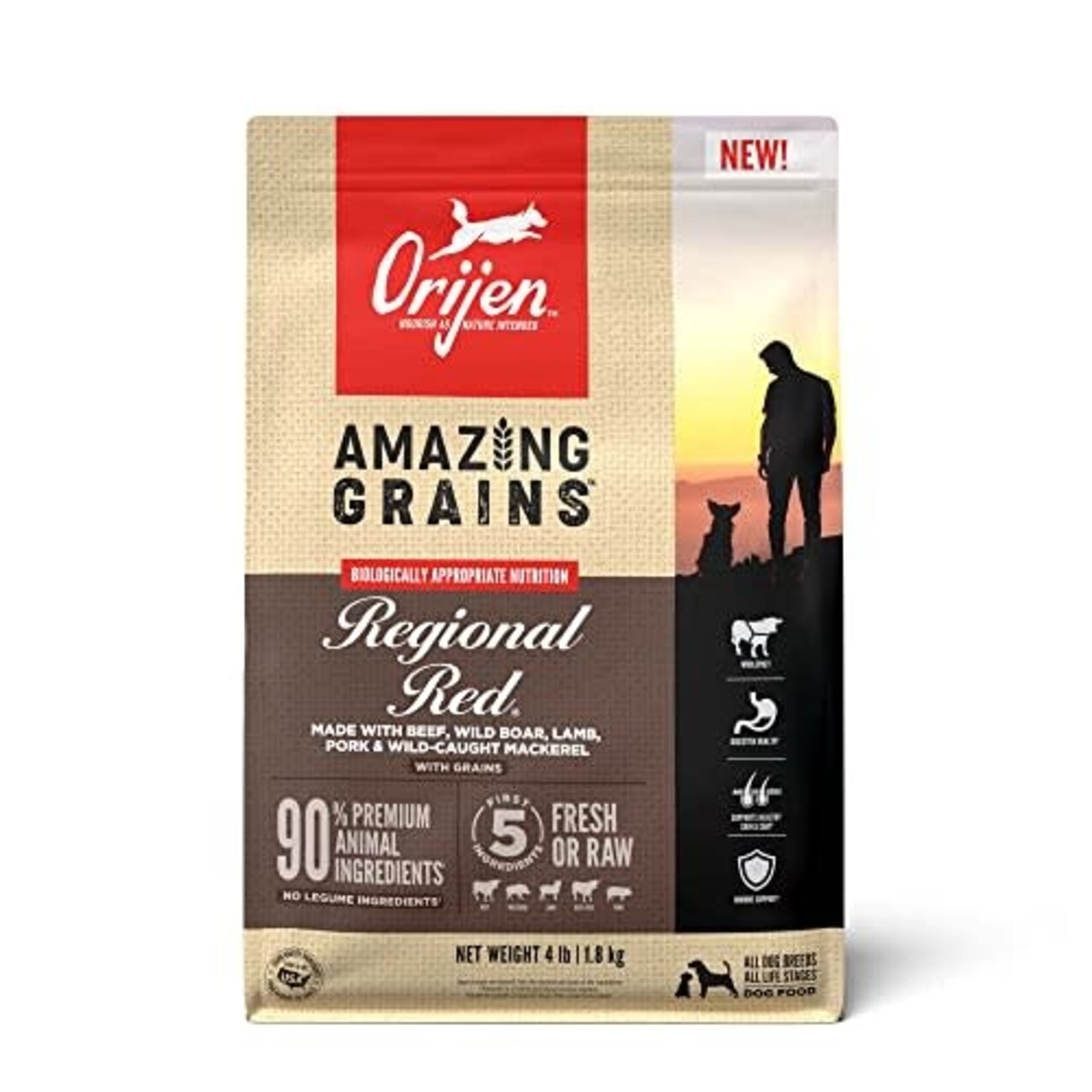 Orijen Orijen Amazing Grains Regional Red Dry Dog Food - 4 Lbs.
