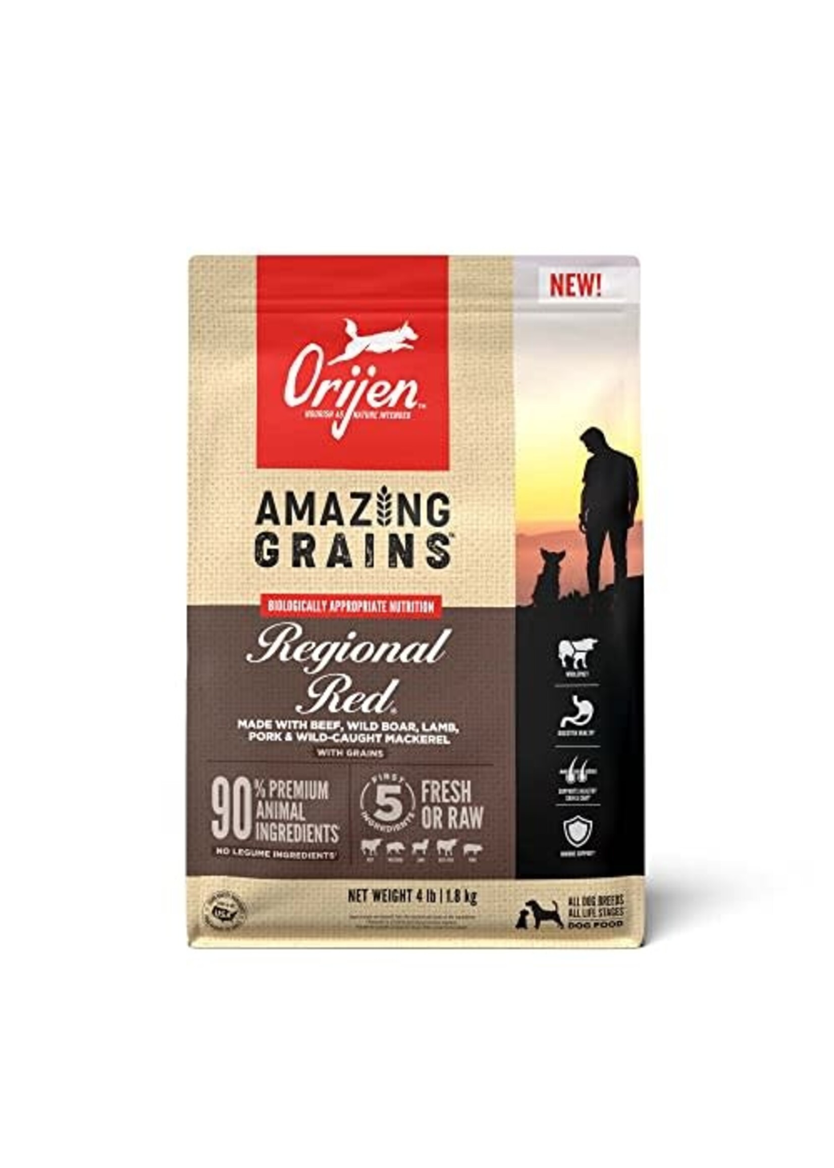 ORIJEN ORIJEN Amazing Grains Regional Red Dry Dog Food - 4 Lbs.