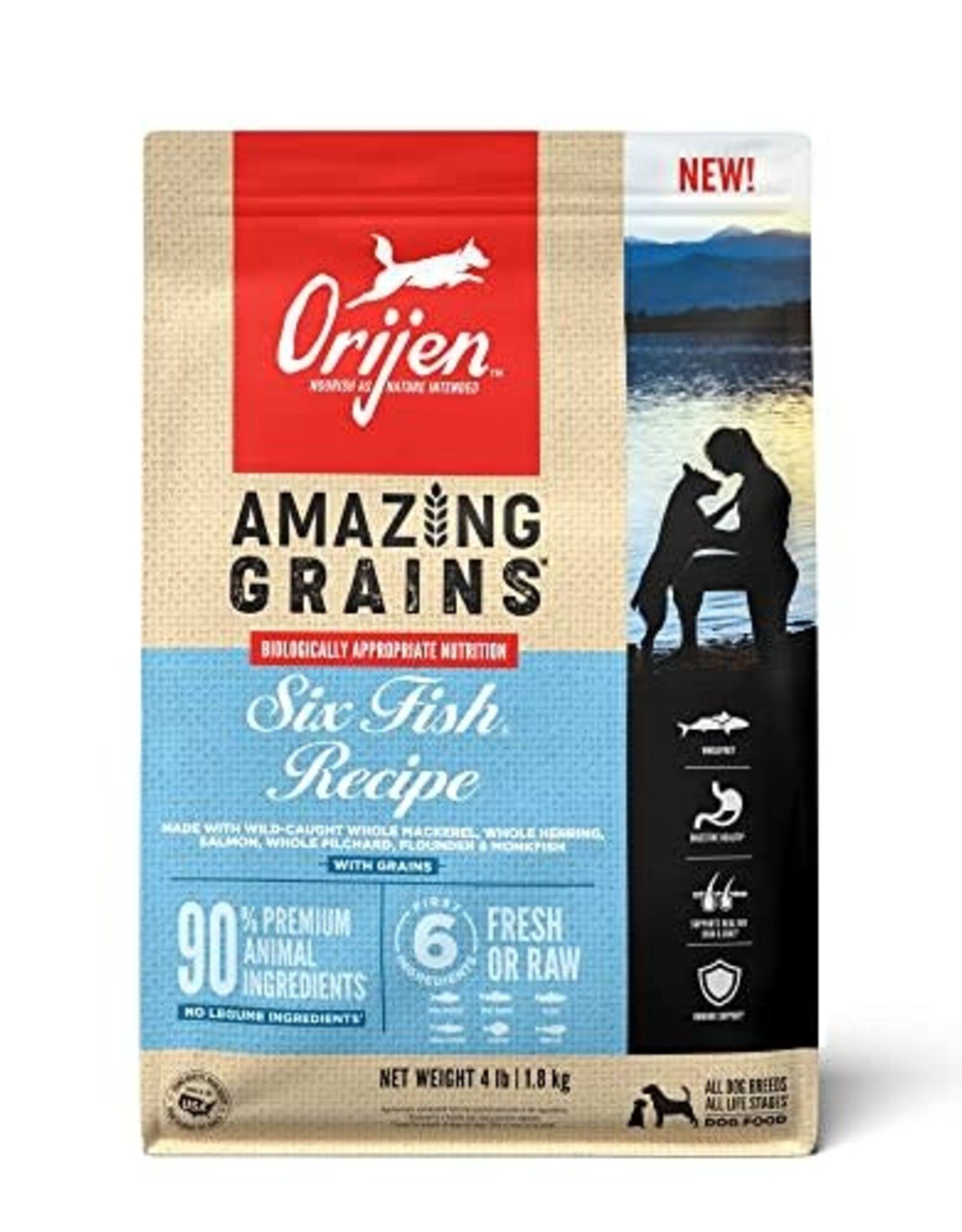 ORIJEN ORIJEN Amazing Grains Six Fish Dry Dog Food - 4 Lbs.