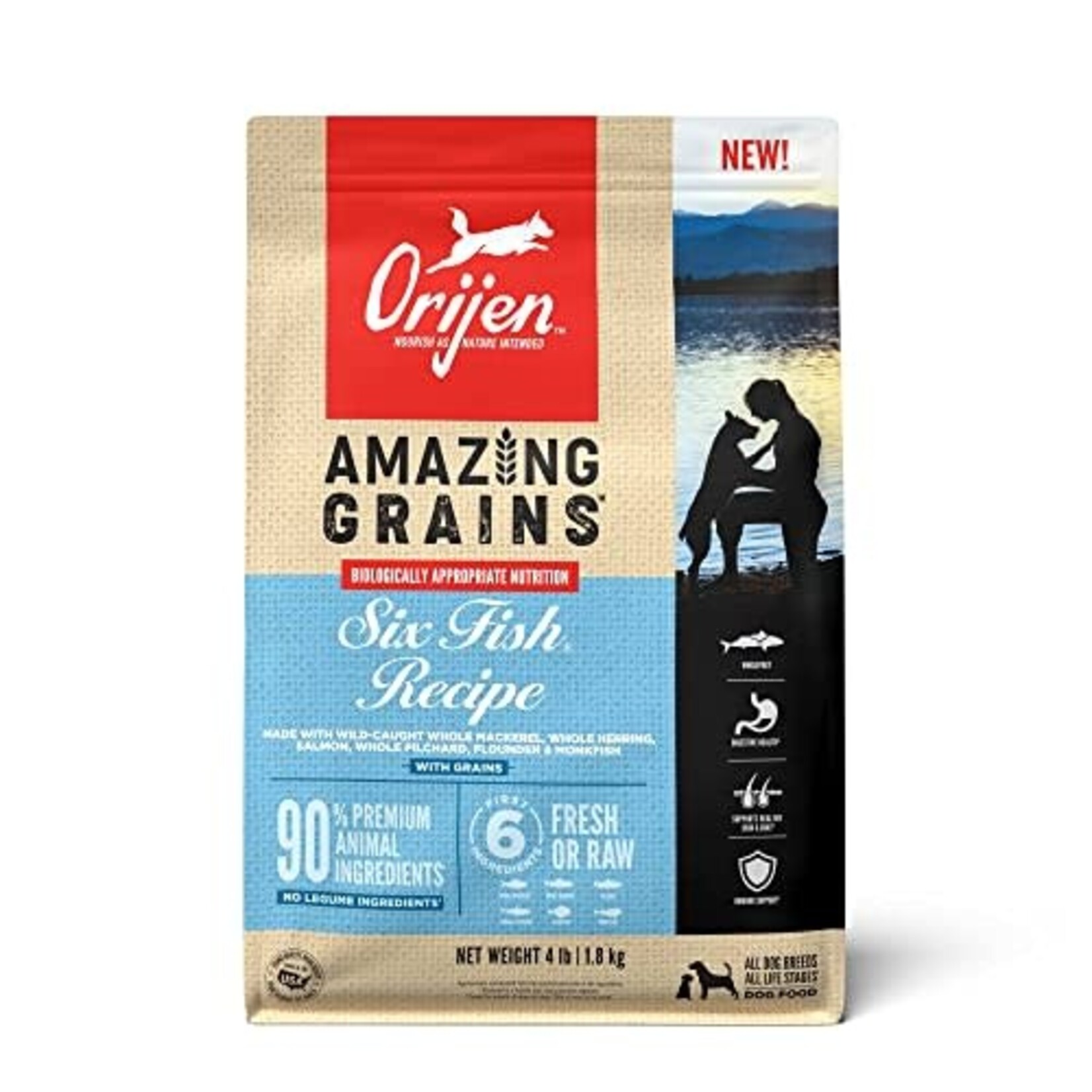 Orijen Orijen Amazing Grains Six Fish Dry Dog Food - 4 Lbs.