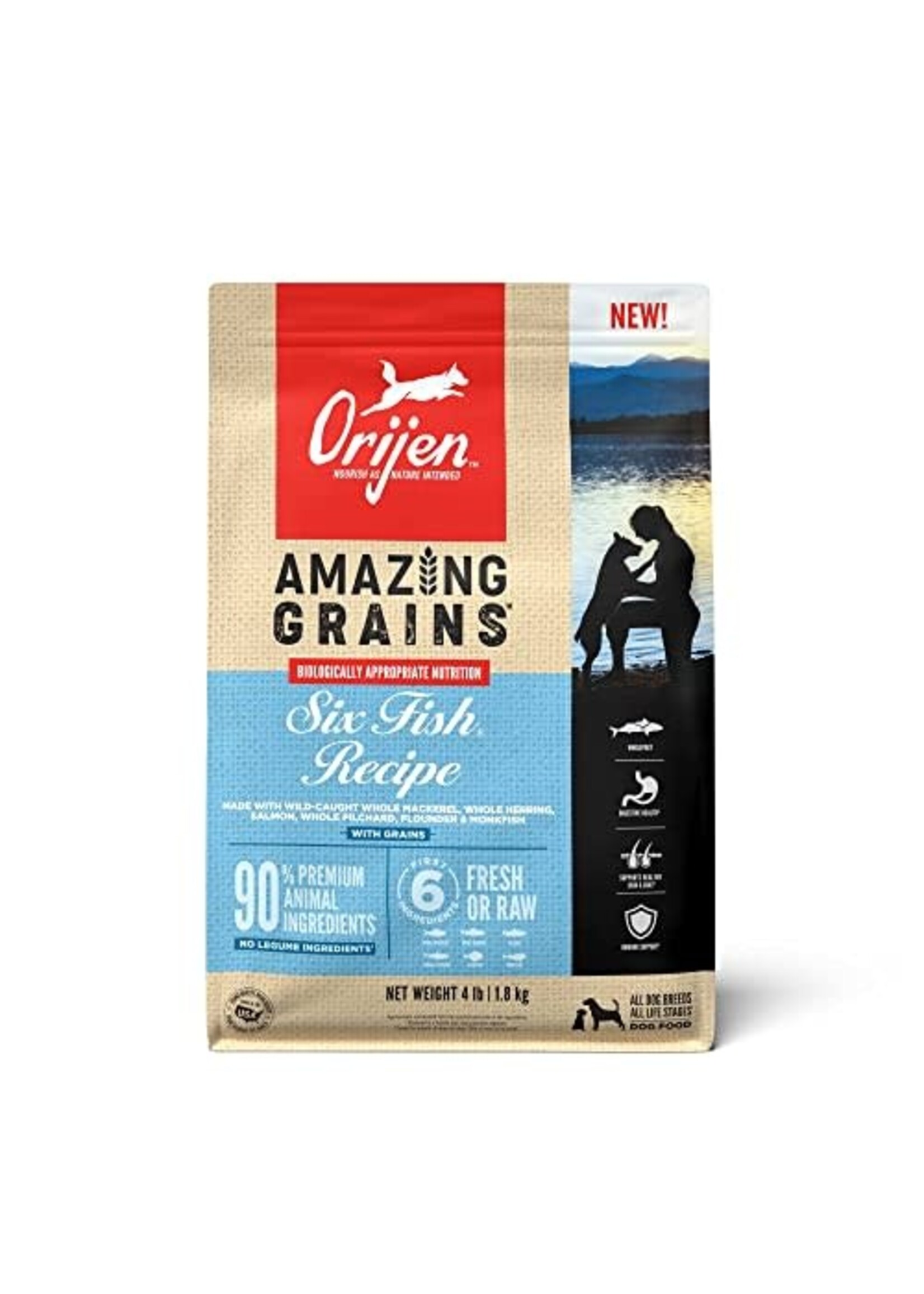 ORIJEN ORIJEN Amazing Grains Six Fish Dry Dog Food - 4 Lbs.
