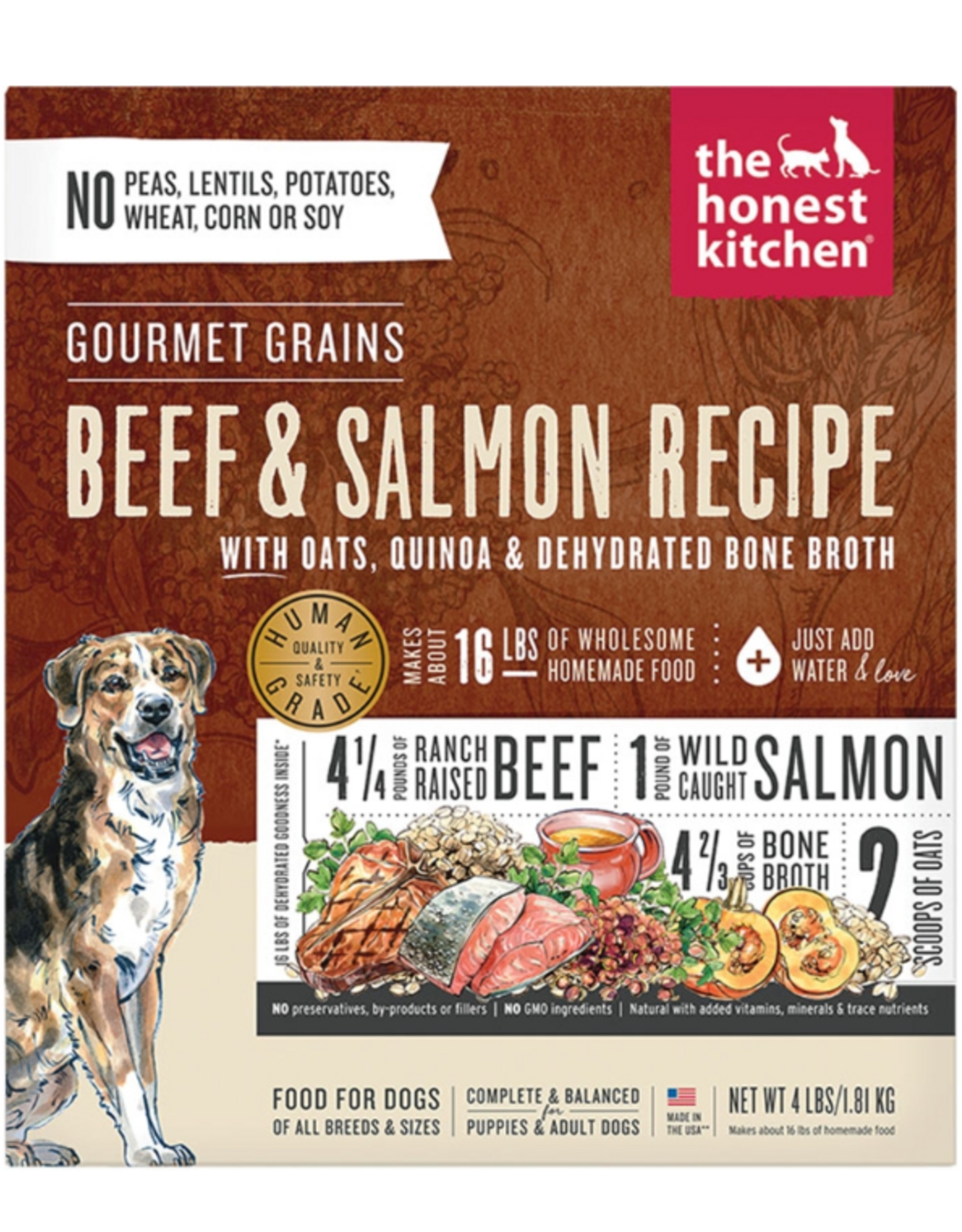 The Honest Kitchen The Honest Kitchen Gourmet Grains Beef & Salmon Recipe Dehydrated Dog Food, 4 lb box (B08GB9LZTD)