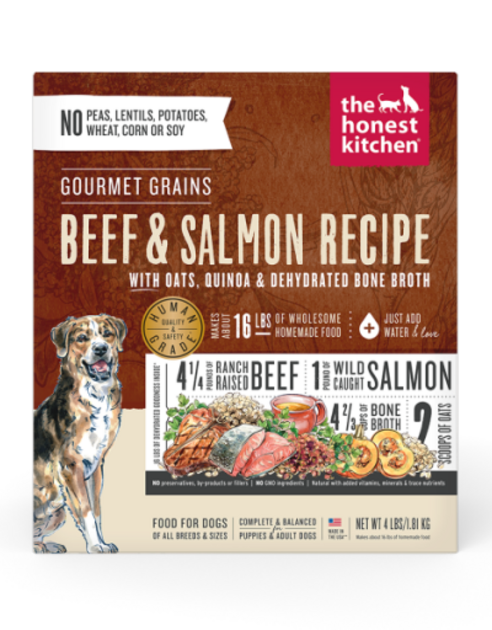 The Honest Kitchen The Honest Kitchen Gourmet Grains Beef & Salmon Recipe Dehydrated Dog Food, 4 lb box (B08GB9LZTD)