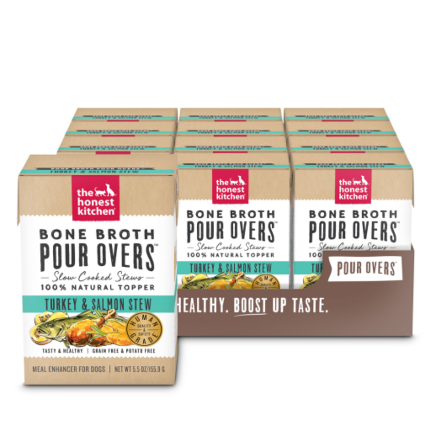 The Honest Kitchen The Honest Kitchen Bone Broth Pour Overs Turkey & Salmon Wet Toppers for Dogs - 12 case, 5.5 oz