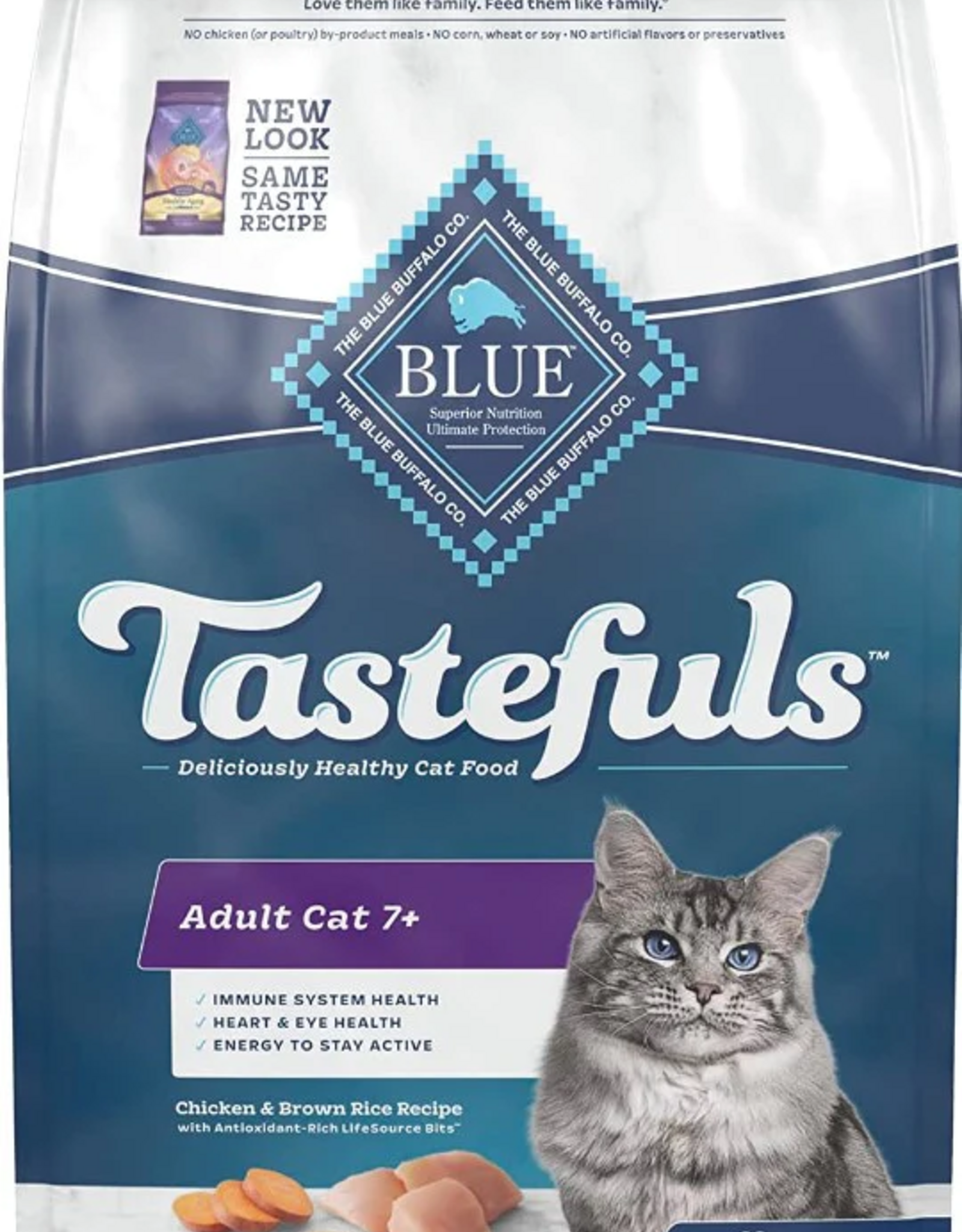 Blue Buffalo Blue Buffalo Tastefuls Dry Food  Adult Cat 7+  Chicken and Brown Rice Recipe - 7 lb.