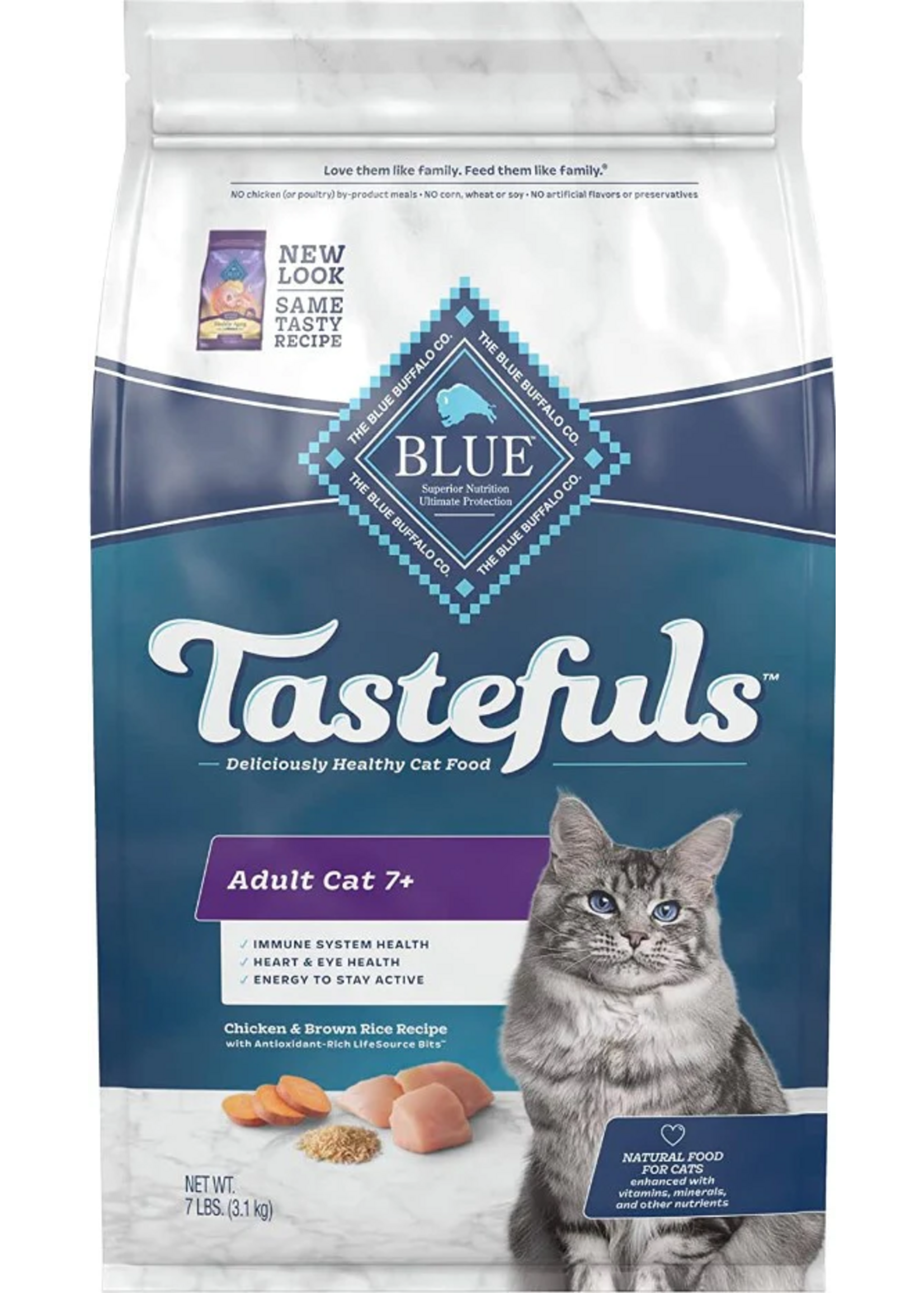 Blue Buffalo Blue Buffalo Tastefuls Adult 7+ Chicken & Brown Rice Dry Cat Food - 7 lb.
