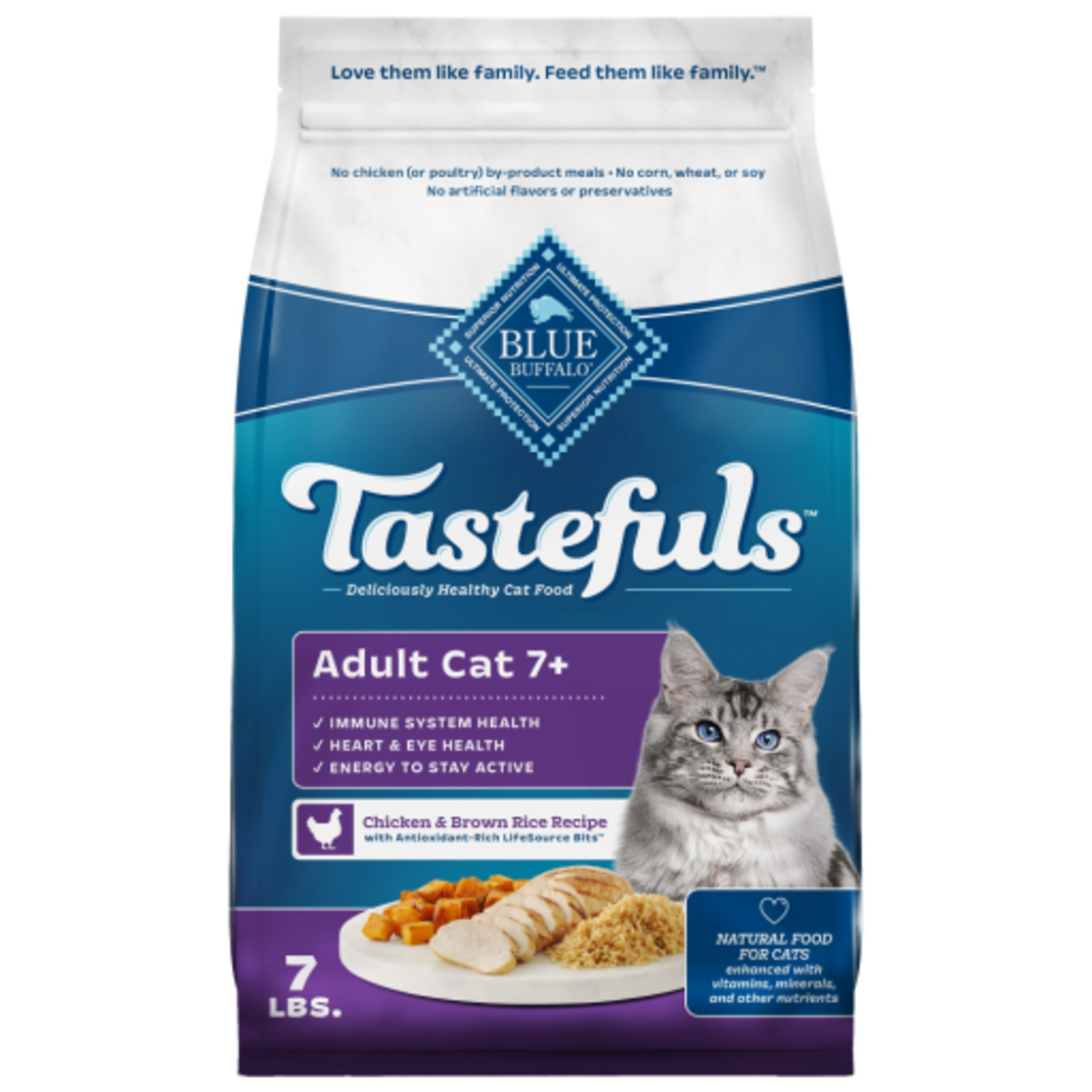 Blue Buffalo Blue Buffalo Tastefuls Adult 7+ Chicken & Brown Rice Dry Cat Food - 7 lb.
