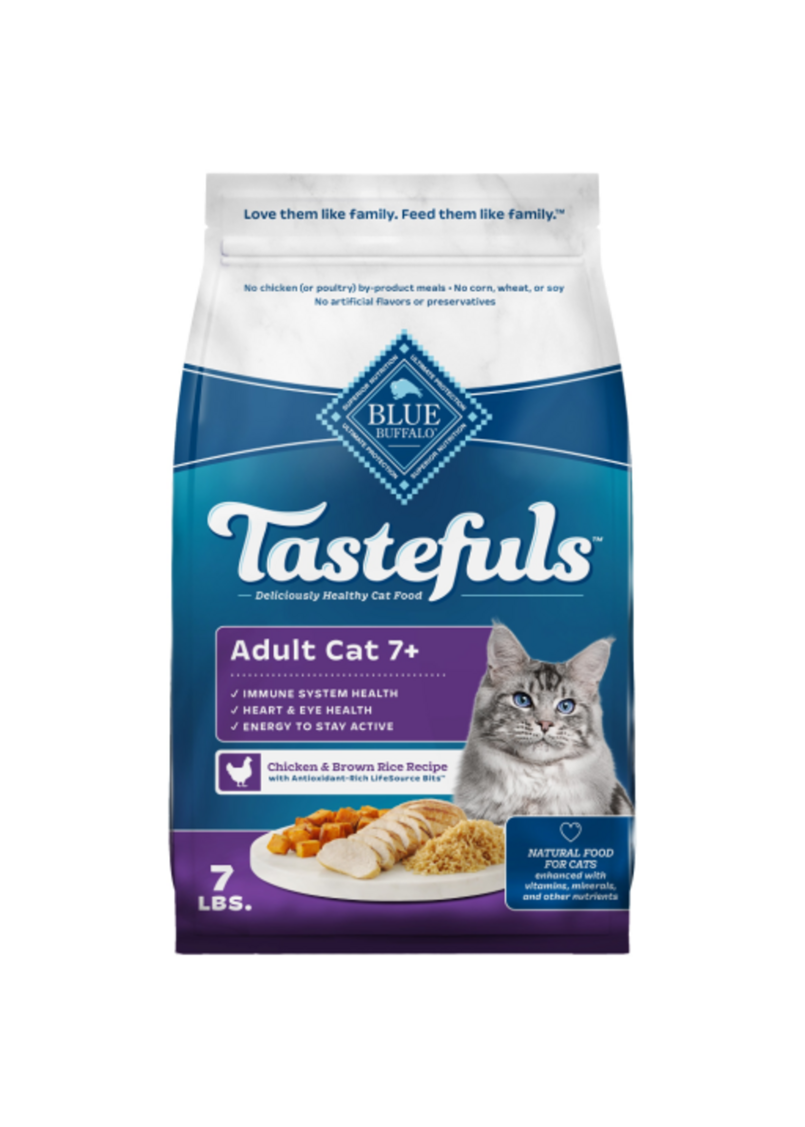 Blue Buffalo Blue Buffalo Tastefuls Adult 7+ Chicken & Brown Rice Dry Cat Food - 7 lb.
