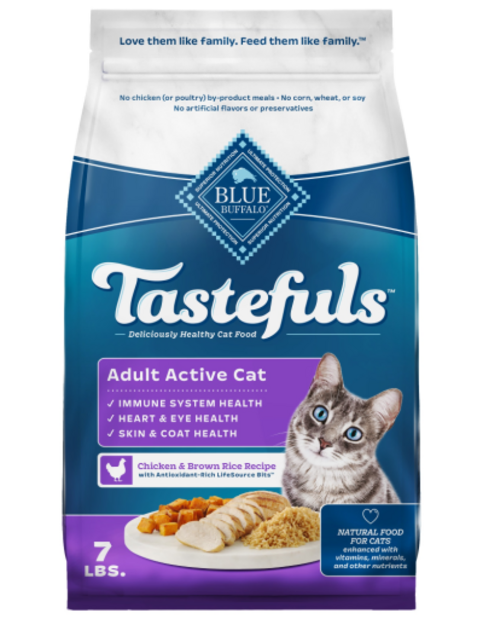 Blue Buffalo Blue Buffalo Tastefuls Dry Cat Food Active Adult Cat Chicken and Brown Rice - 7 lb.