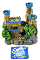 Blue Ribbon Medieval Castle with Blue Tops Aquarium Ornament