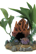 Blue Ribbon Resin Ornament Fire Coral Cave with Plants