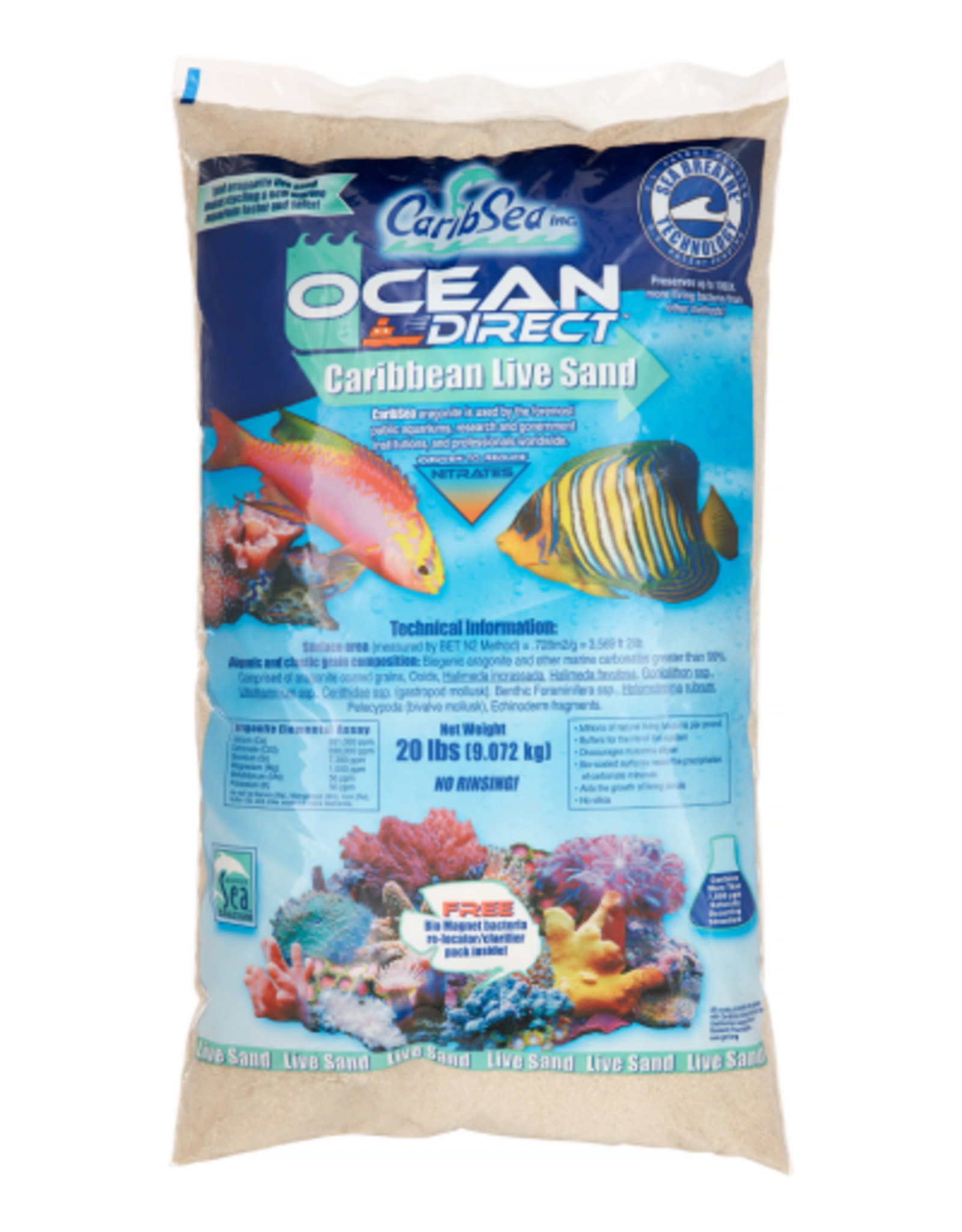 CaribSea CaribSea Ocean Direct Natural Carribbean Aquarium Live Sand - 20 Lb