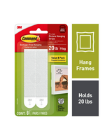 3M 3M Picture Hanging Strips, 20 Lb. White, 8 Pairs, X-Large