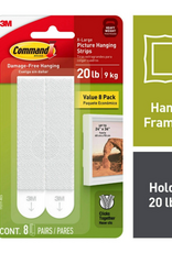 3M 3M Picture Hanging Strips, 20 Lb. White, 8 Pairs, X-Large