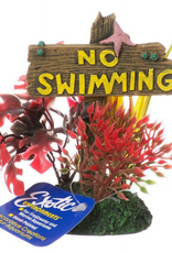 Blue Ribbon Exotic Environments No Swimming Sign Aquarium Ornament