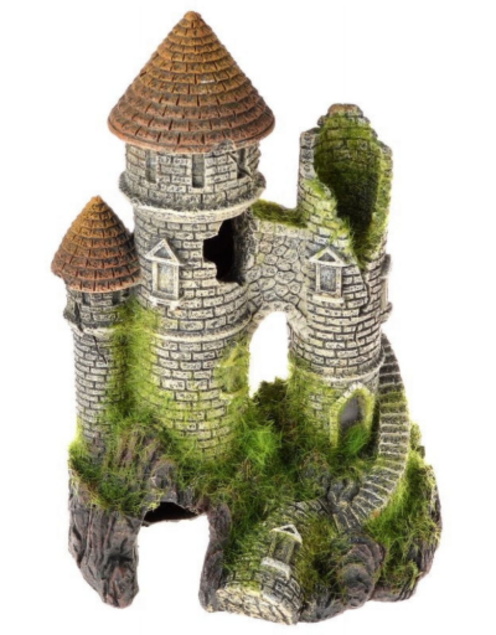 Blue Ribbon Exotic Environments Mountain Top Citadel with Moss Aquarium Ornament