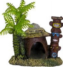 Blue Ribbon Exotic Environments Betta Hut with Palm Tree Aquarium Ornament