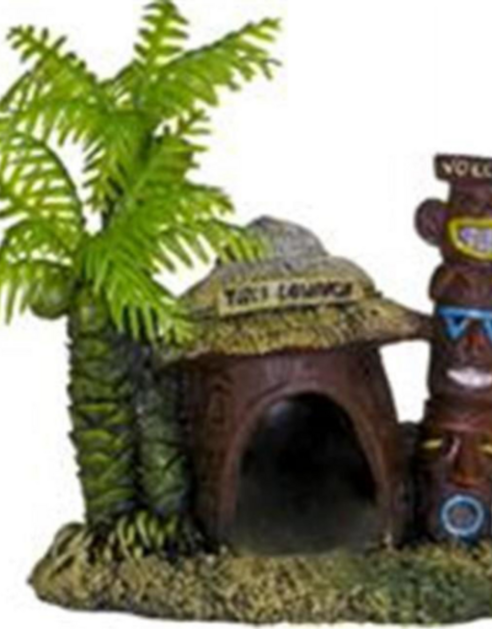 Blue Ribbon Exotic Environments Betta Hut with Palm Tree Aquarium Ornament