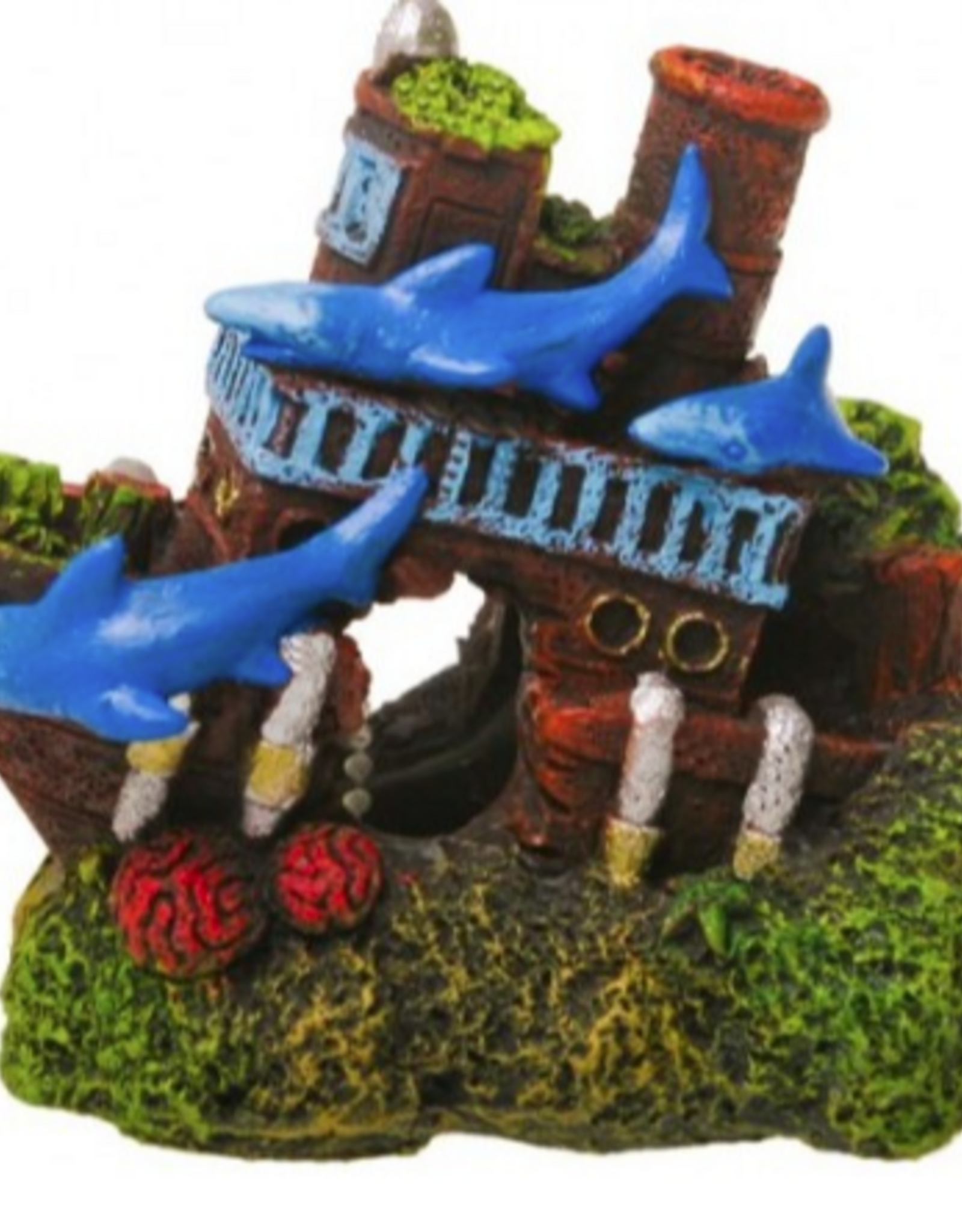 Blue Ribbon Exotic Environments Shark Shipwreck - 3.25 x 2.25 x 2.75 in.
