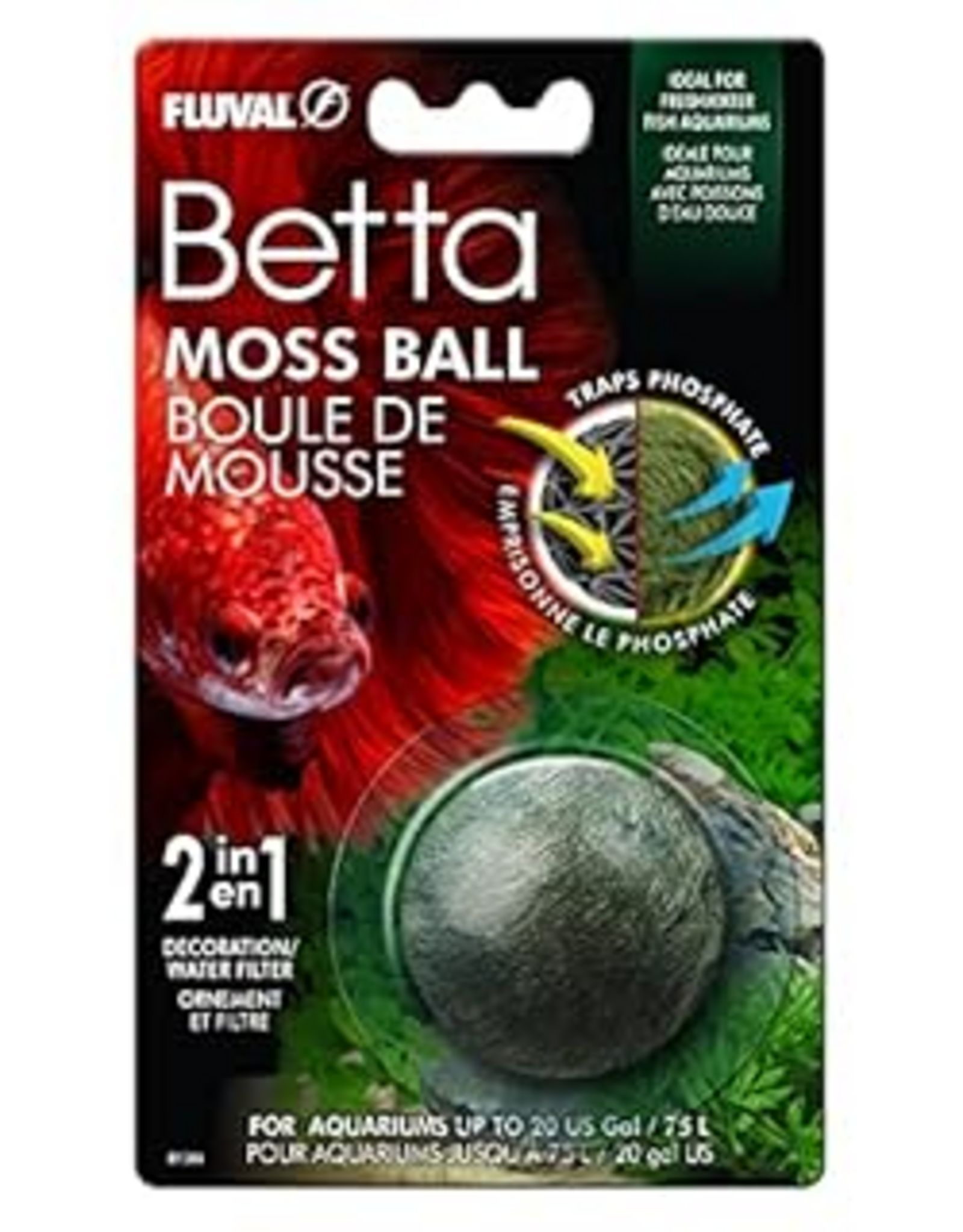 Fluval Betta Moss Ball, Artificial Plant Aquarium Decoration