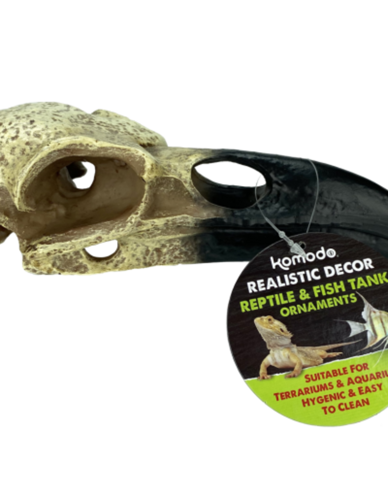 Komodo Komodo Raven Skull  Terrarium or Aquarium Decor for Fish or Reptiles  8 inches