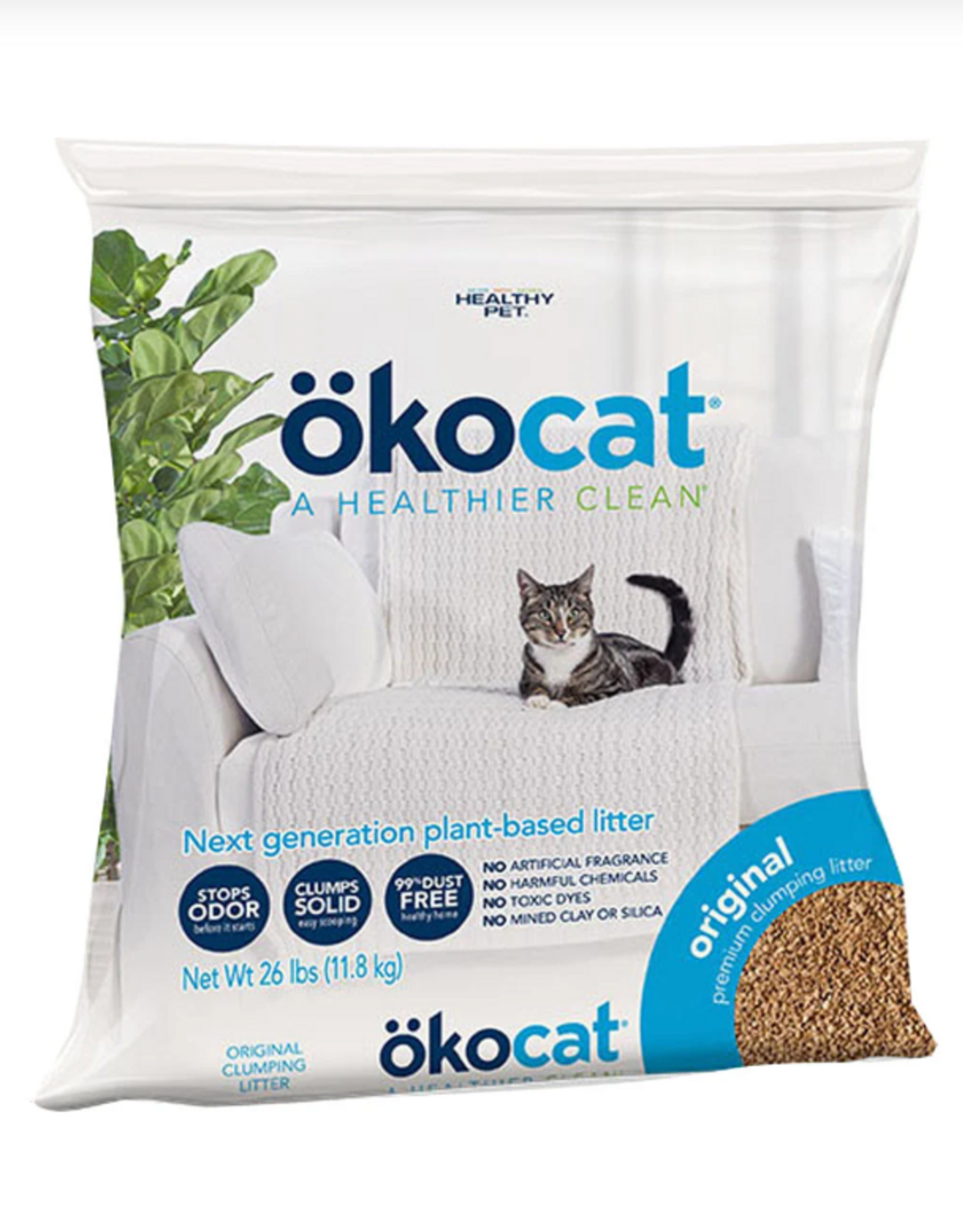 Okocat Original Premium Clumping Wood Cat Litter, 26 Lbs.