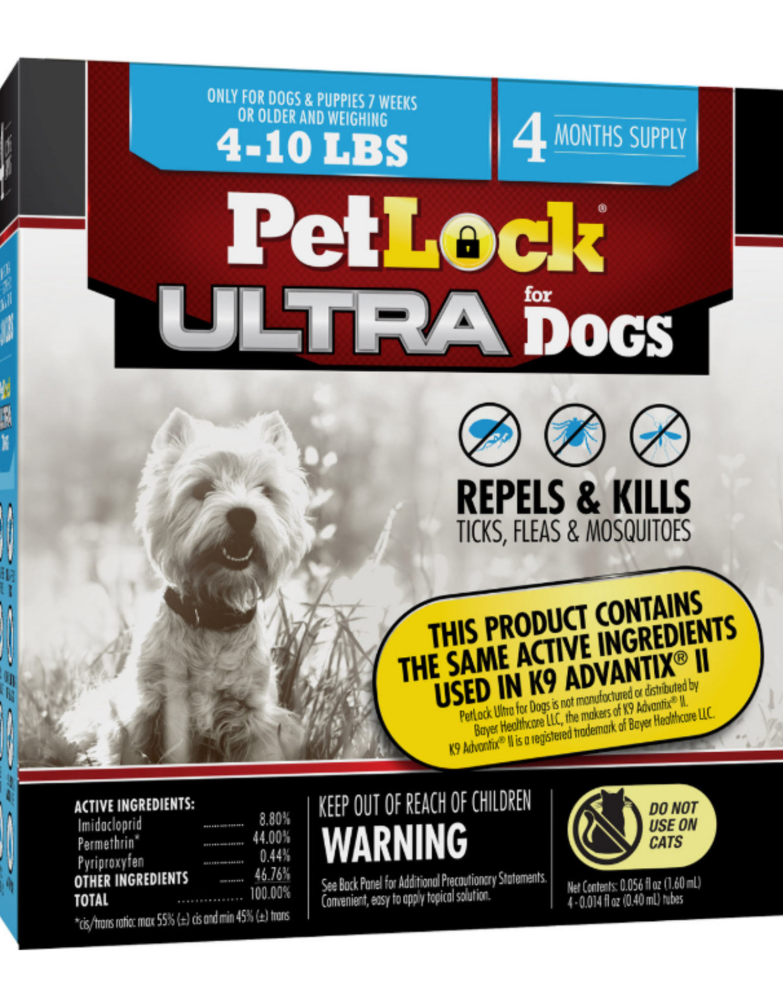 petiq Petlock Ultra Flea & Tick Control for Dogs 5-10lbs 4ct
