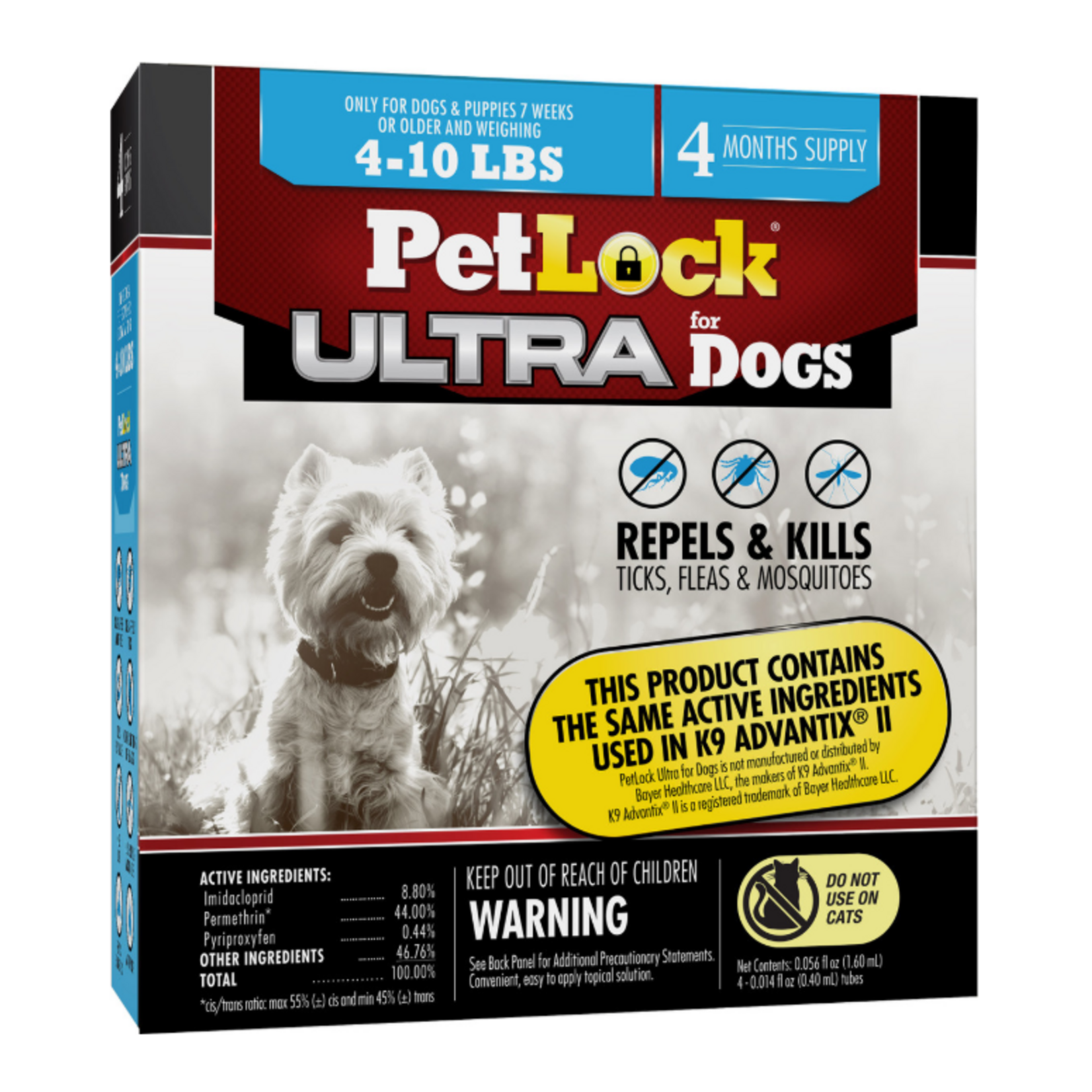 petiq Petlock Ultra Flea & Tick Control for Dogs 5-10lbs 4ct