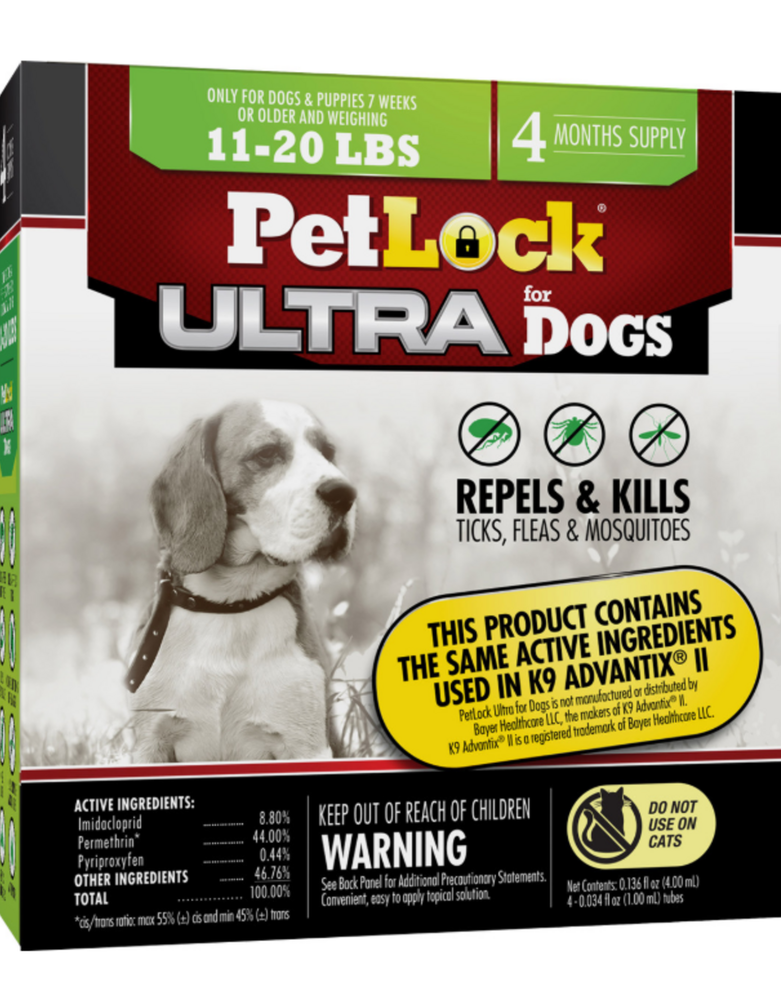 petiq Petlock Ultra Flea & Tick Control for Dogs 11-20lbs 4ct