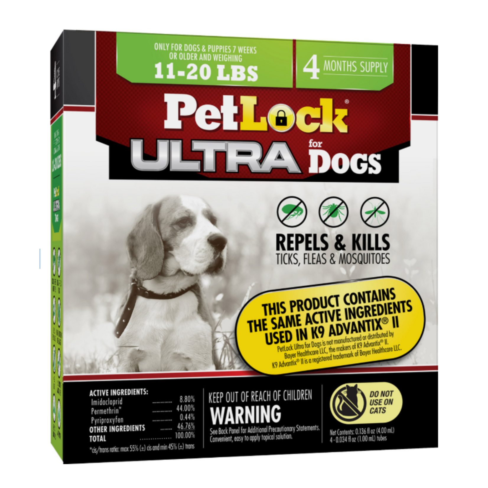 petiq Petlock Ultra Flea & Tick Control for Dogs 11-20lbs 4ct