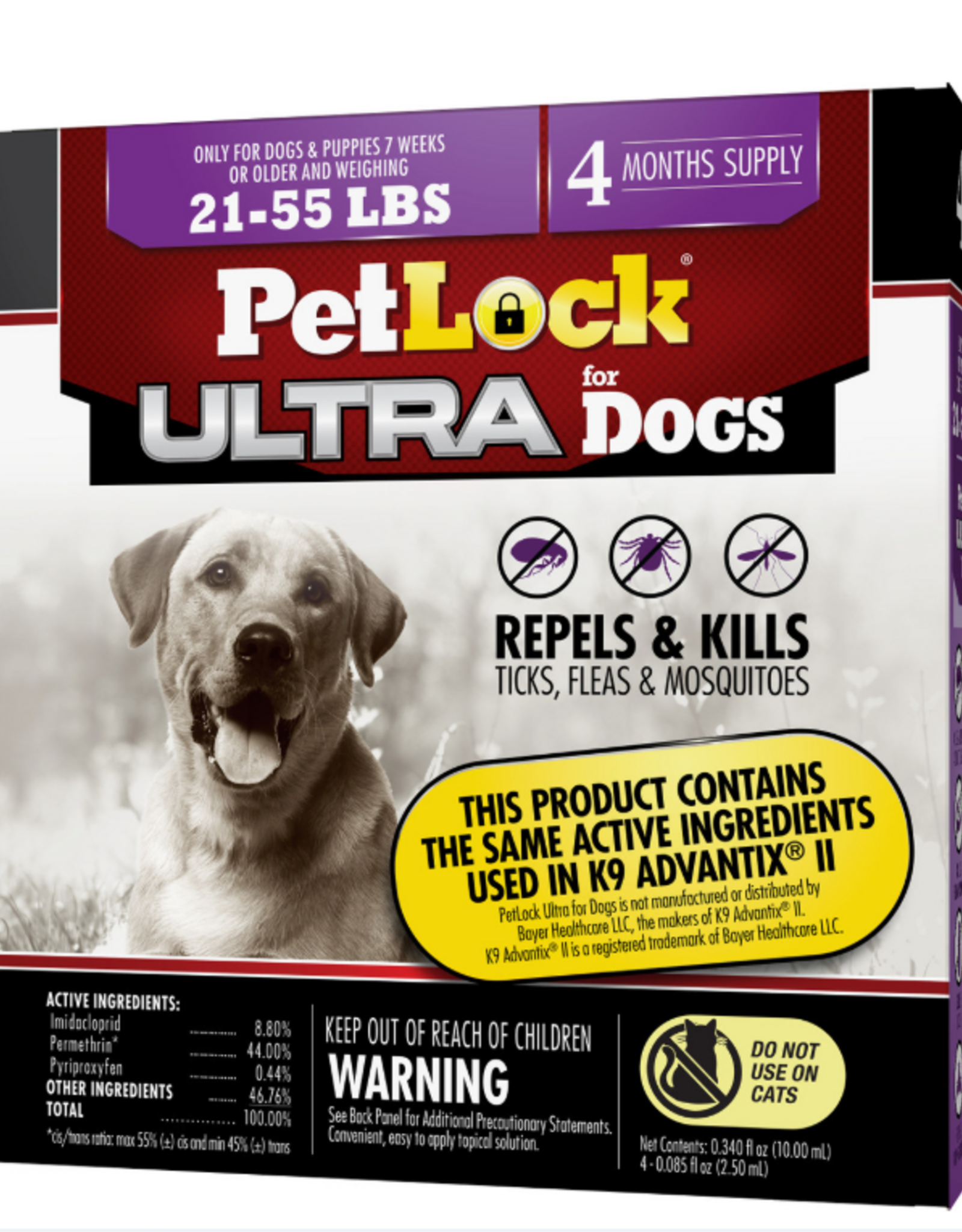 petiq Petlock Ultra Flea & Tick Control for Dogs 21-55lbs 4ct
