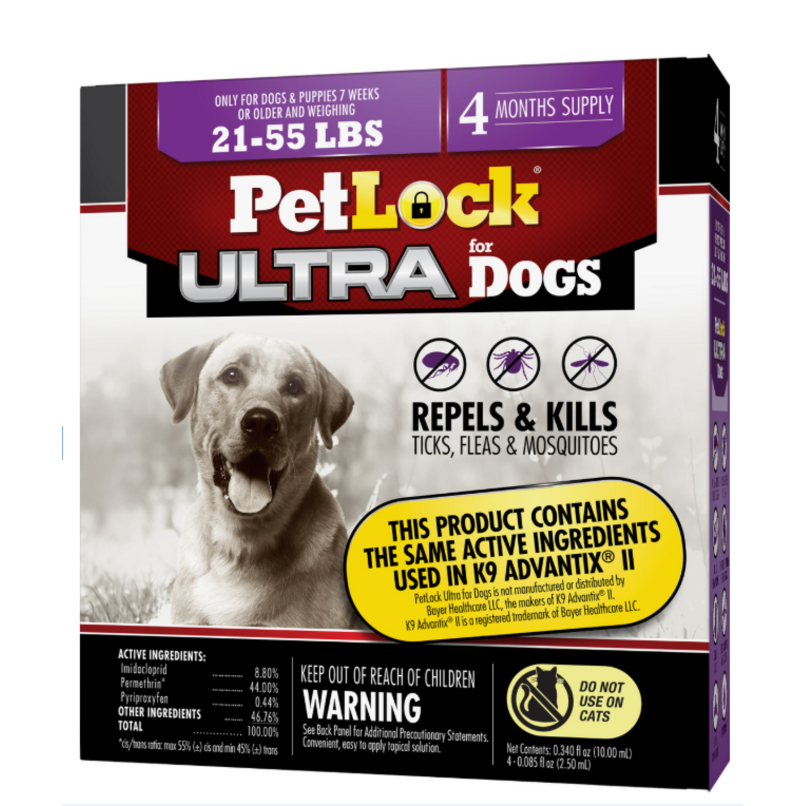 petiq Petlock Ultra Flea & Tick Control for Dogs 21-55lbs 4ct