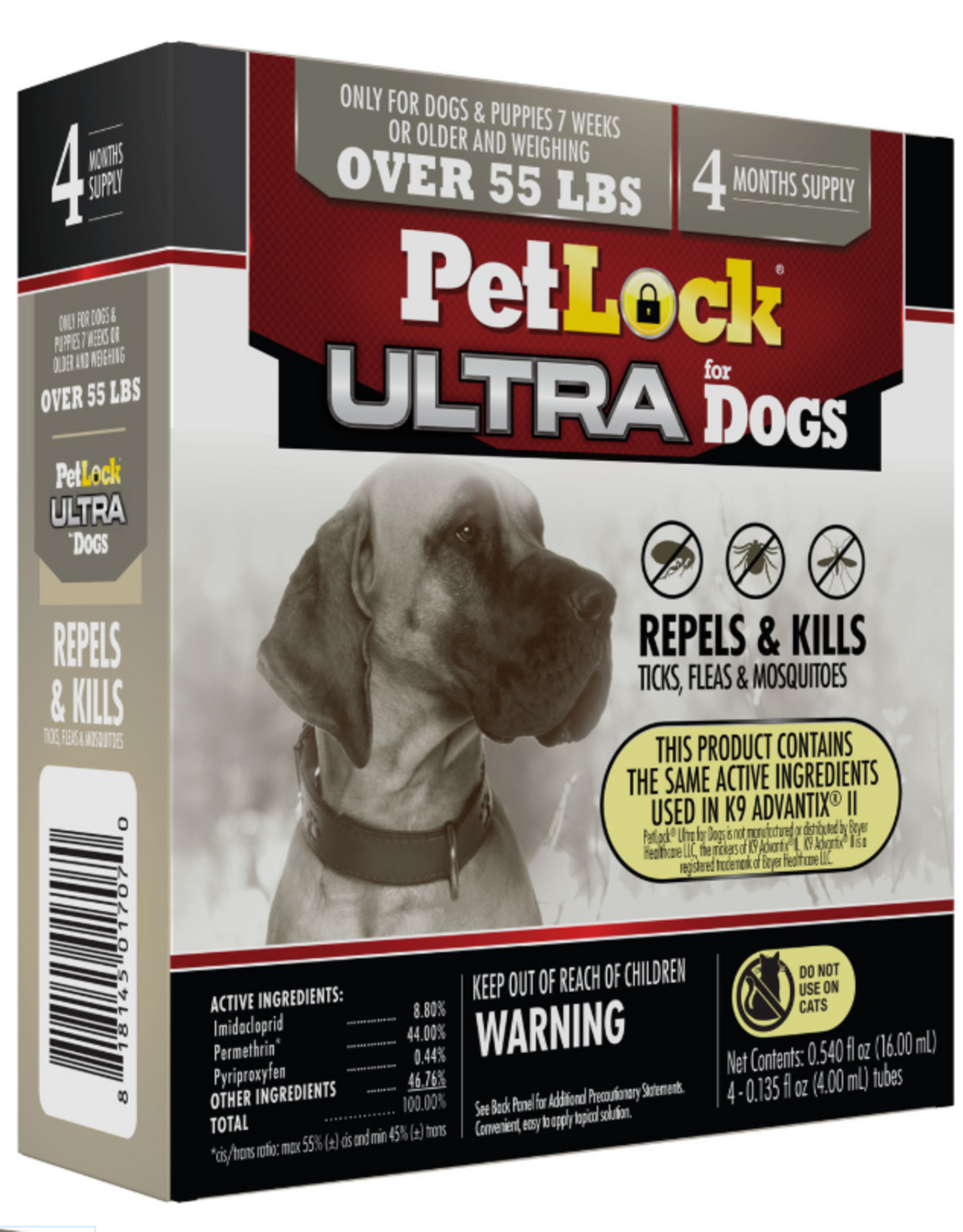petiq Petlock Ultra Flea & Tick Control for Dogs  Over 55lbs 4ct