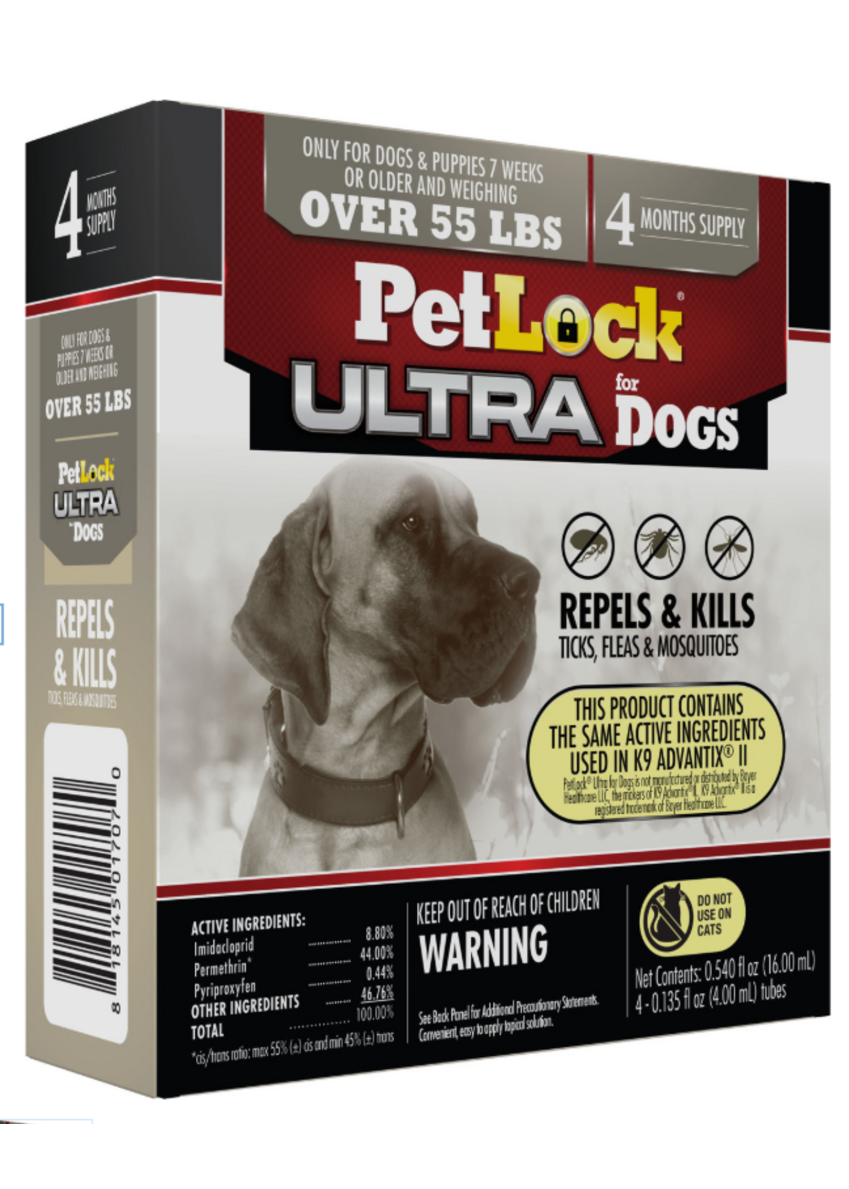 petiq Petlock Ultra Flea & Tick Control for Dogs  Over 55lbs 4ct