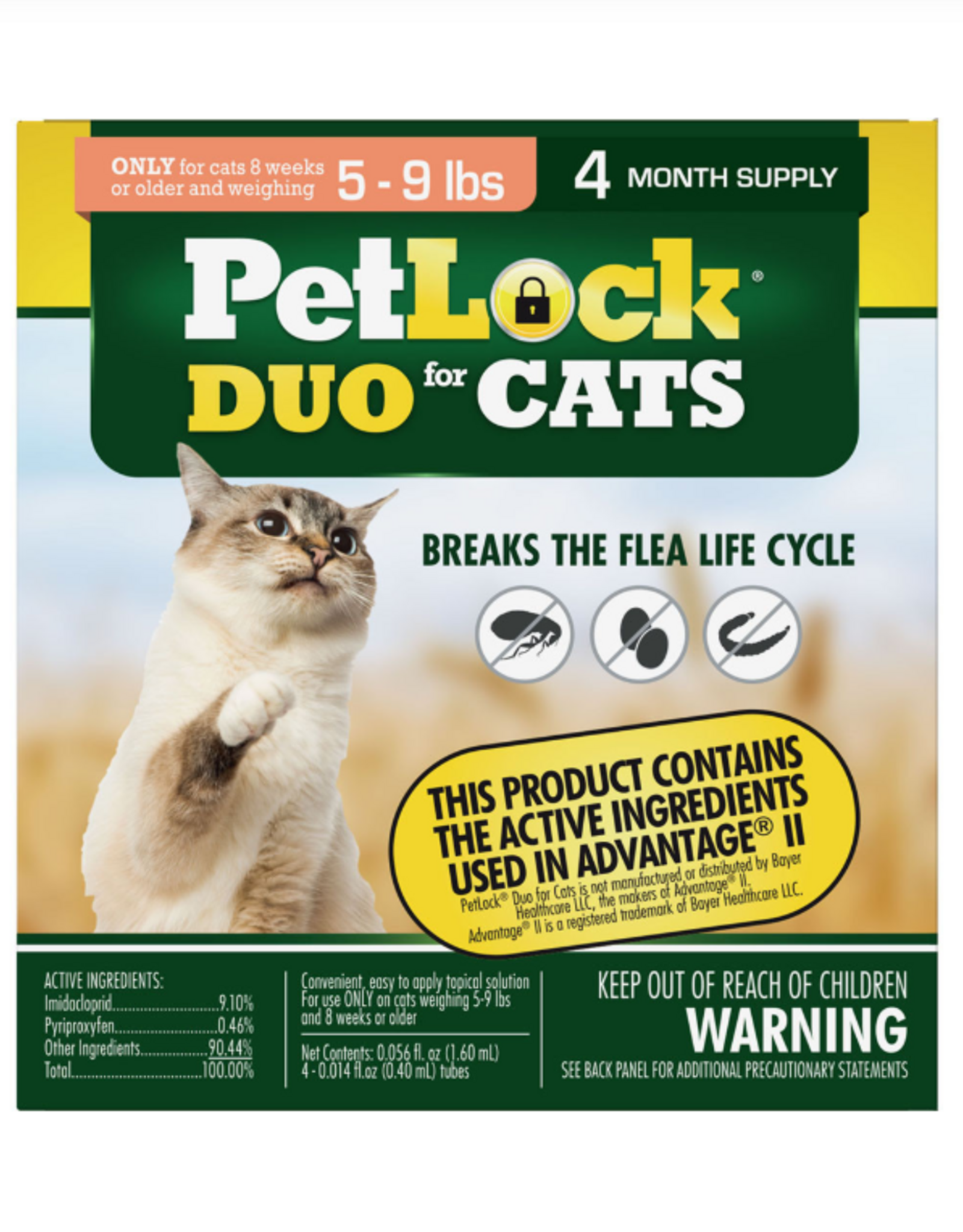 petiq Petlock Duo Flea & Tick Control for Cats 5-9lbs 4pk