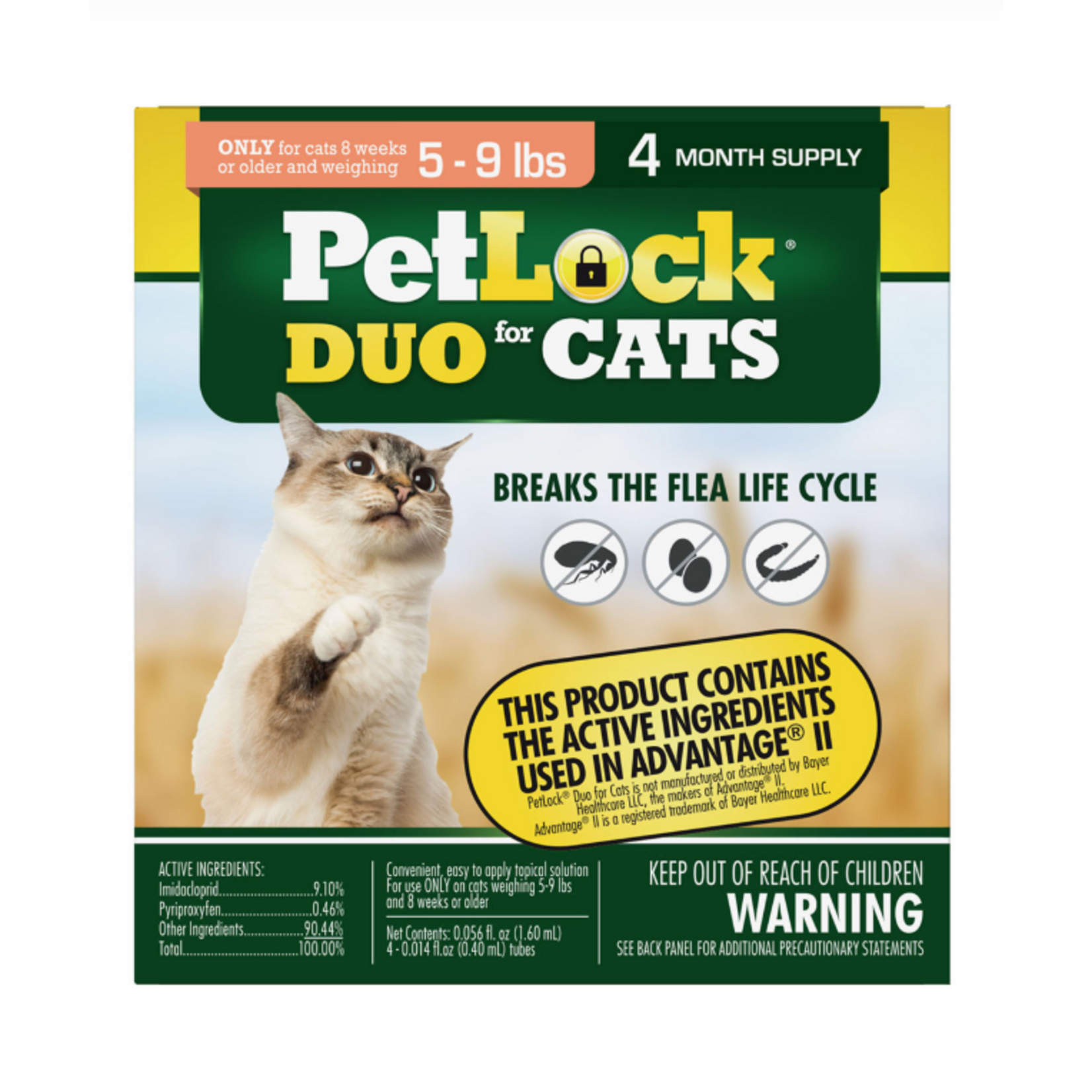 petiq Petlock Duo Flea & Tick Control for Cats 5-9lbs 4pk