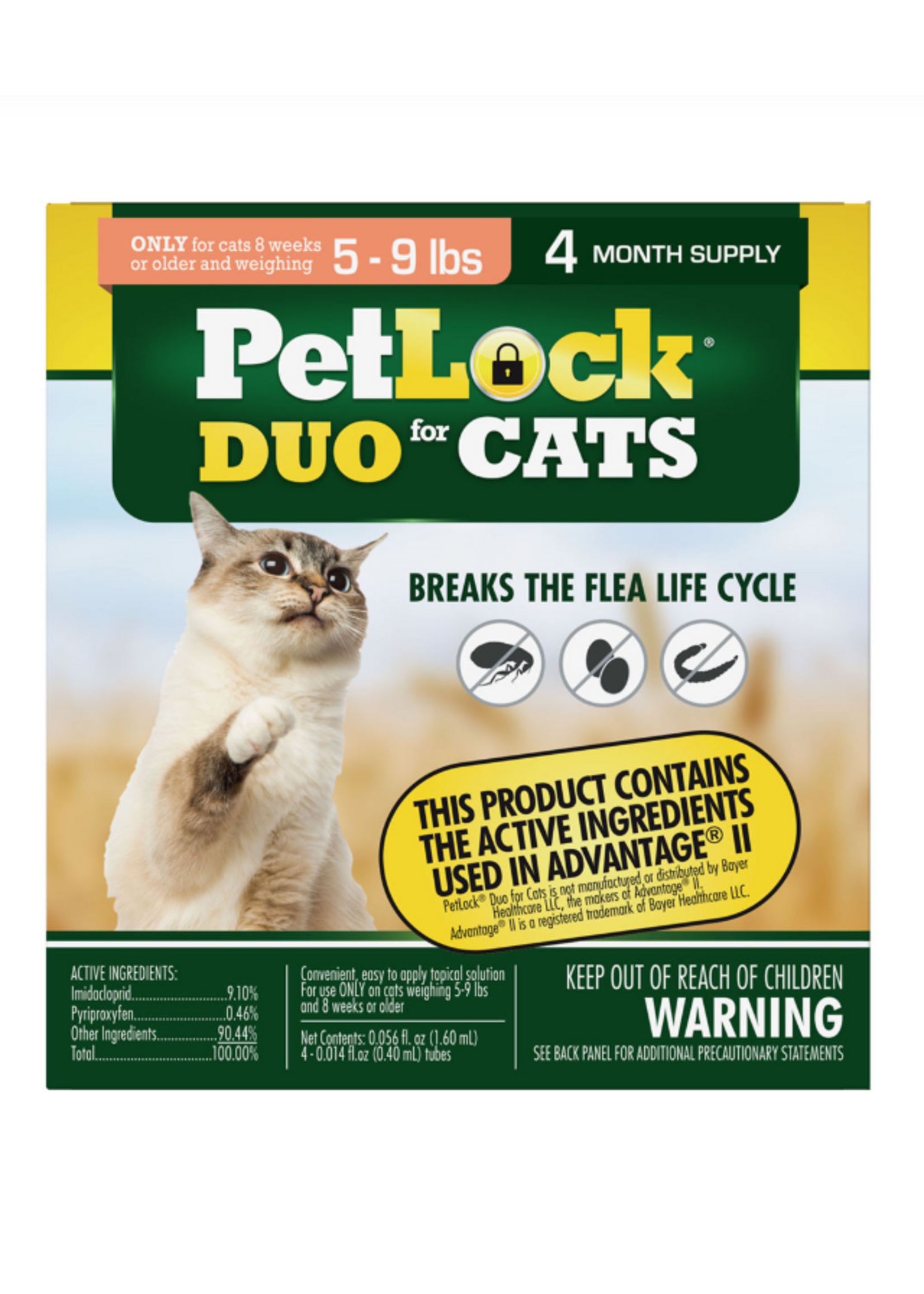 petiq Petlock Duo Flea & Tick Control for Cats 5-9lbs 4pk