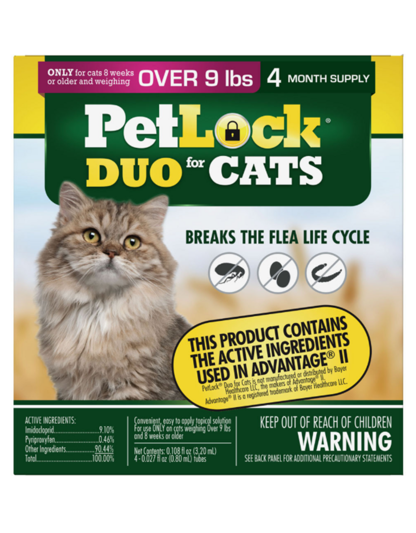 petiq Petlock Duo Flea & Tick Control for Cats Over 9lbs 4pk