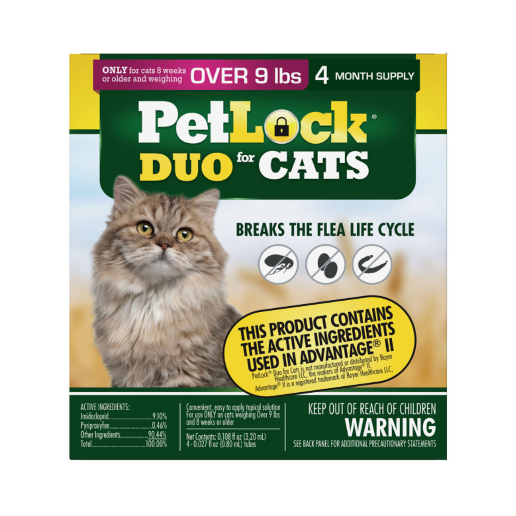 petiq Petlock Duo Flea & Tick Control for Cats Over 9lbs 4pk