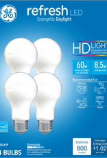 GE GE Refresh HD LED Light Bulbs  60 Watt  Daylight  A19 Bulbs  Medium Base  Frosted Finish  4pk