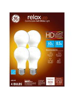 GE GE Relax HD LED Light Bulbs  60 Watt  Soft White  A19 Bulbs  Medium Base  Frosted Finish  4pk