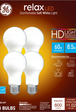 GE GE Relax HD LED Light Bulbs  60 Watt  Soft White  A19 Bulbs  Medium Base  Frosted Finish  4pk