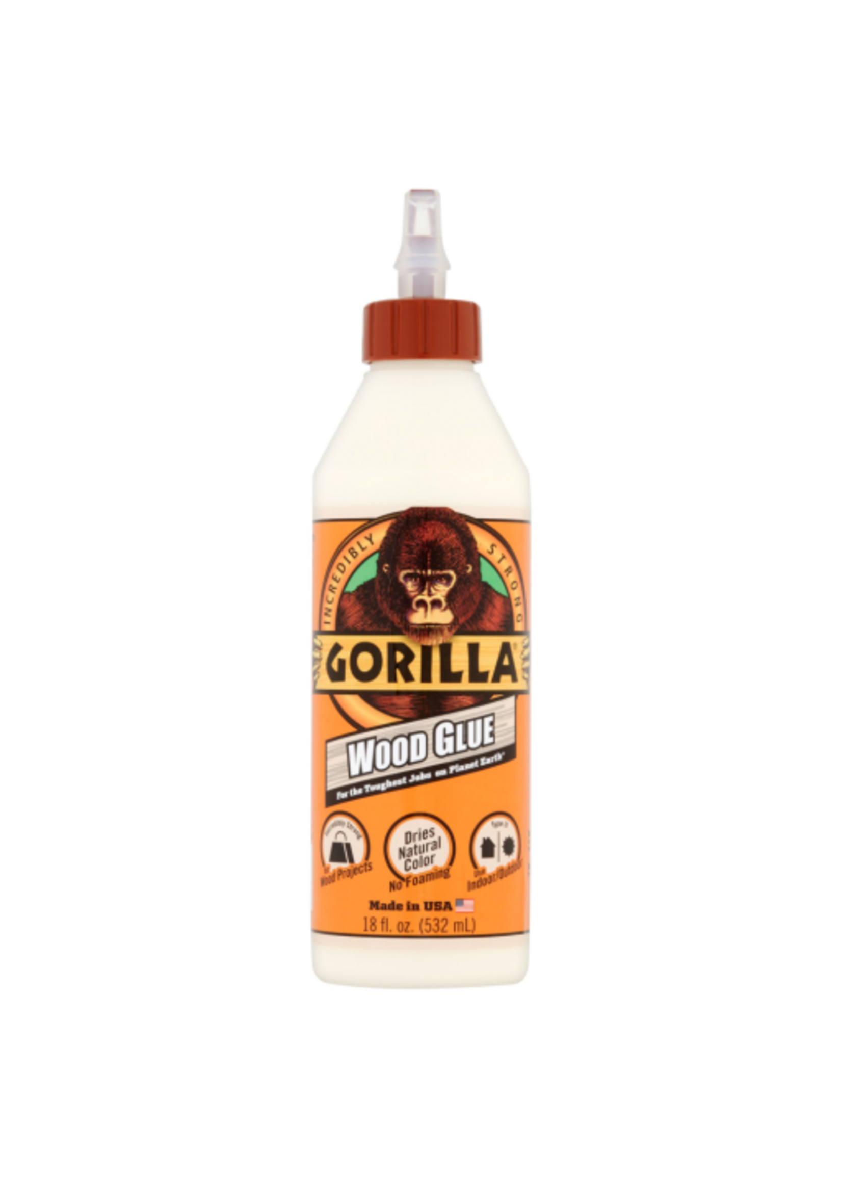 Gorilla Gorilla Glue 18oz. Wood Glue. Color: White / Cream. Assembled Product Weight Is 1.36 lb