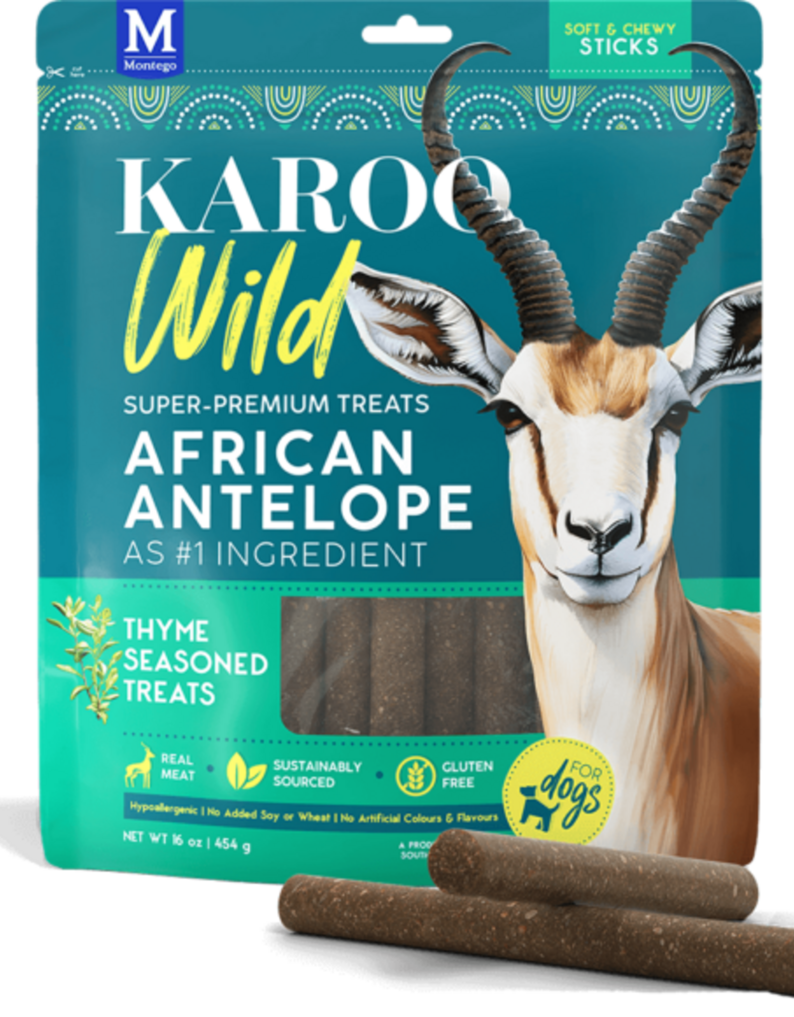 Karoo Karoo Wild African Antelope Dog Treats - Thyme Sticks - 16 oz