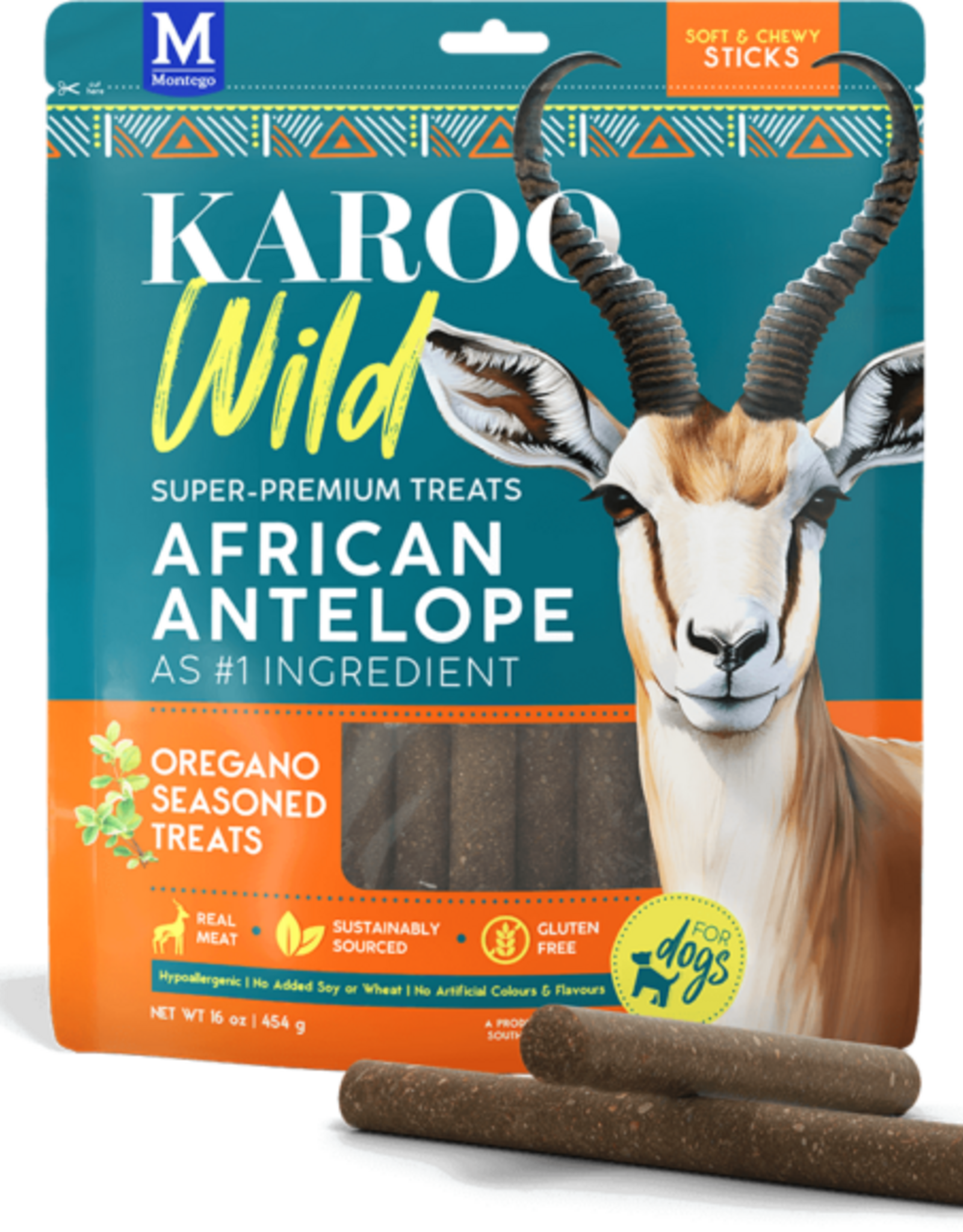 Karoo Karoo Wild African Antelope Dog Treats - Oregano Sticks - 16 oz