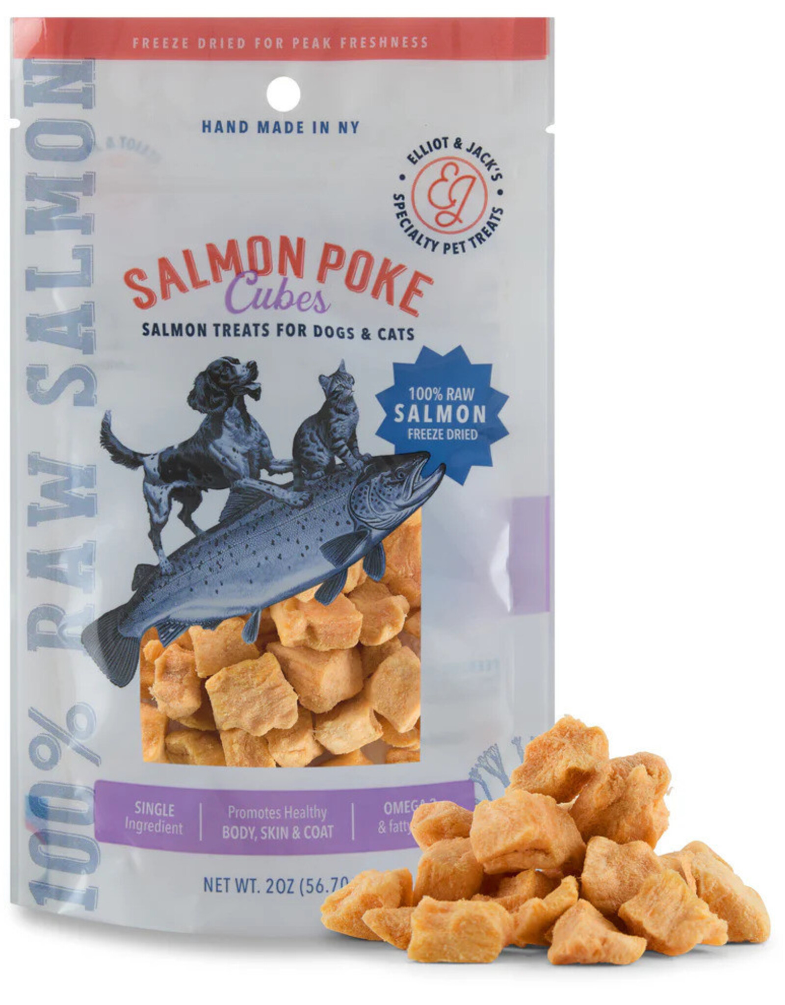 Elliott & Jack's River Street Pet Treats Elliott & Jack's Dog/Cat Treats - Salmon Poke Cubes - 2 oz.