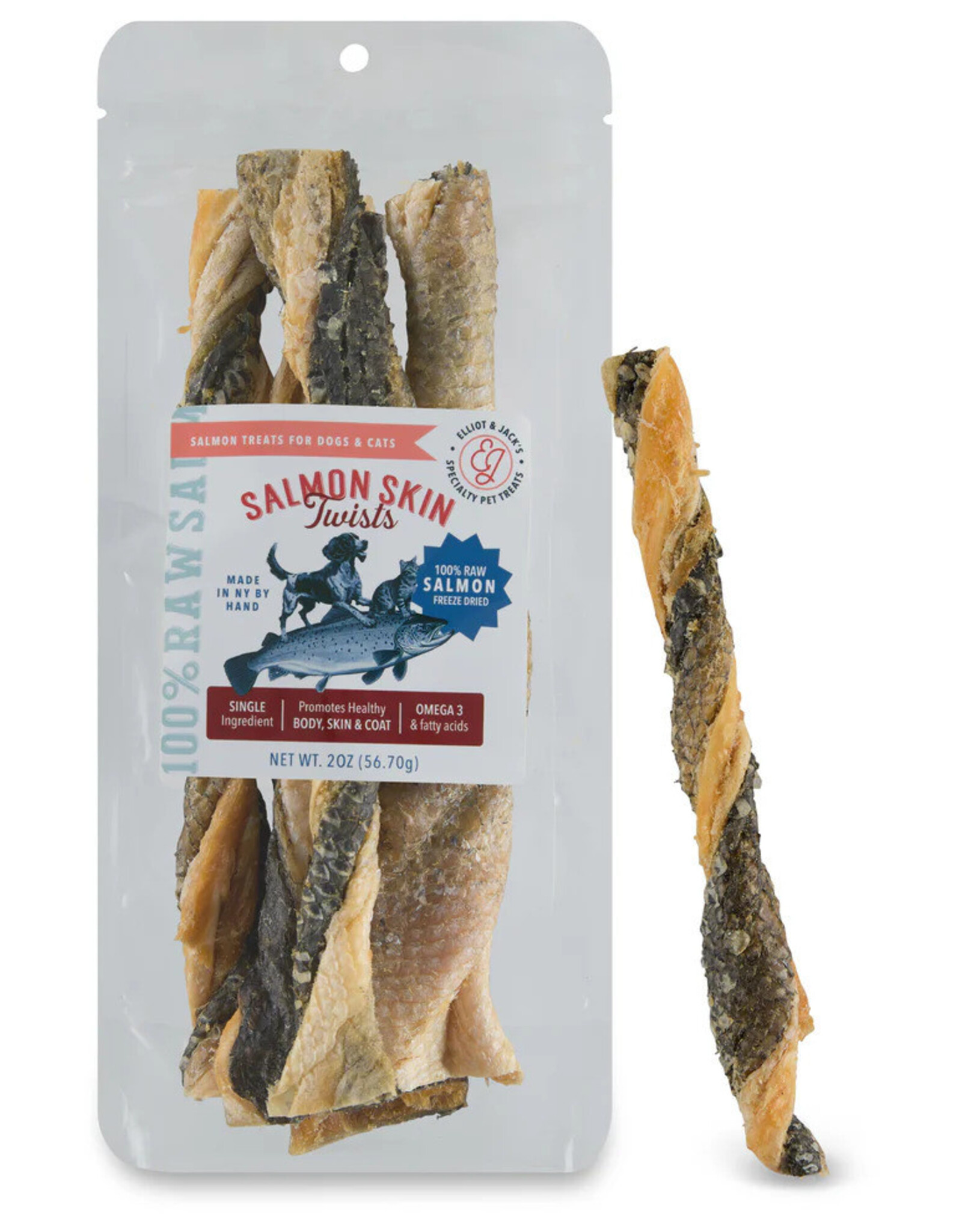 Elliott & Jack's River Street Pet Treats Elliott & Jack's Dog/Cat Treats - Salmon Skin Twists - 3 oz.