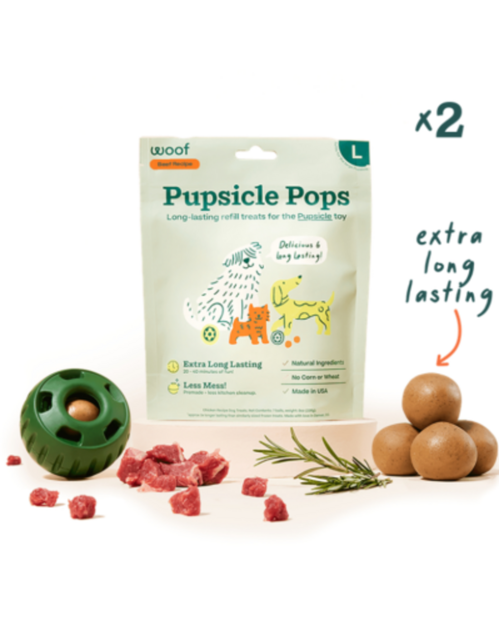 Woof WOOF DOG Pupsicle Pops Peanut Butter & Beef Refill - 8 oz, Large